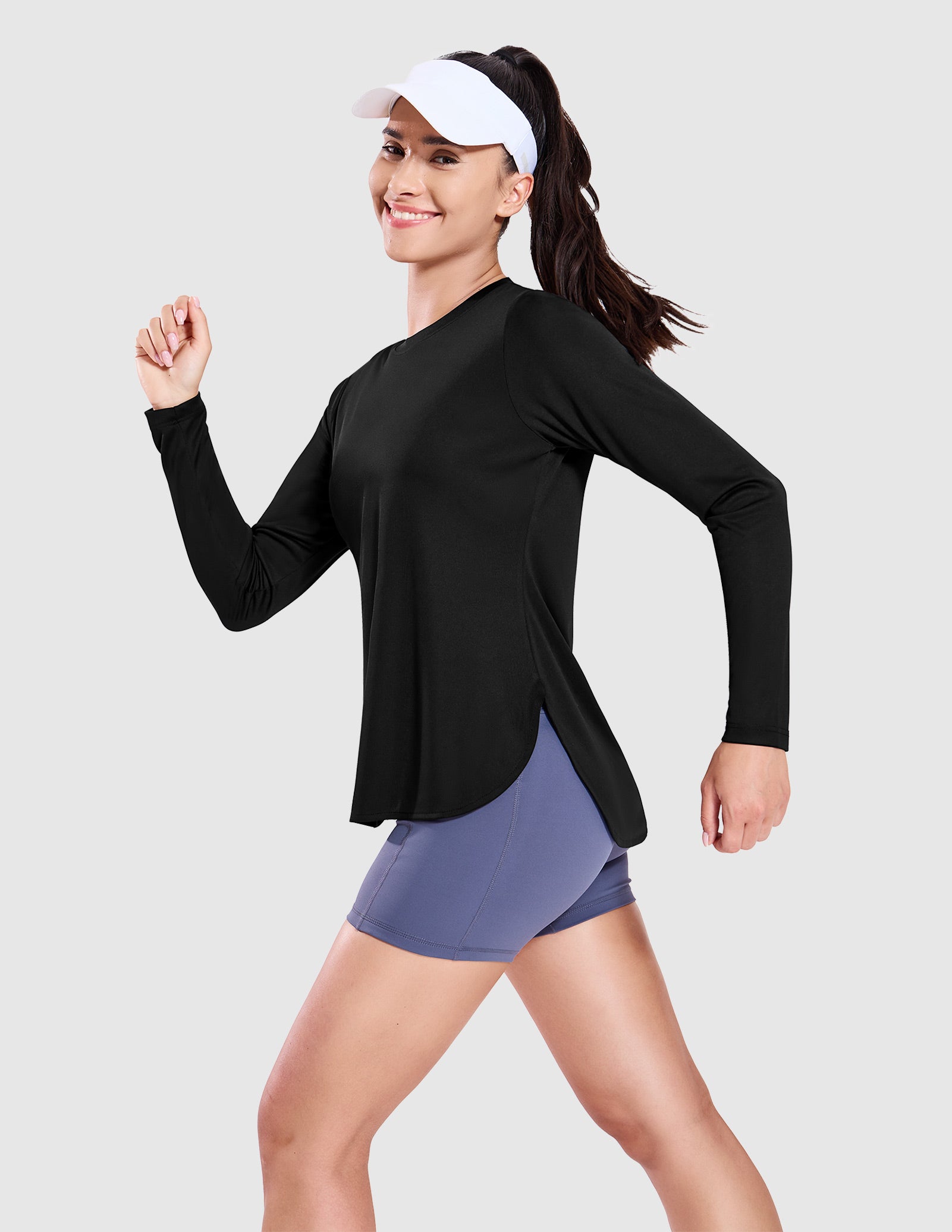 MIER Women's UPF 50 Plus Long Sleeve Running Shirt Sun Protection and Style Women Active Shirt