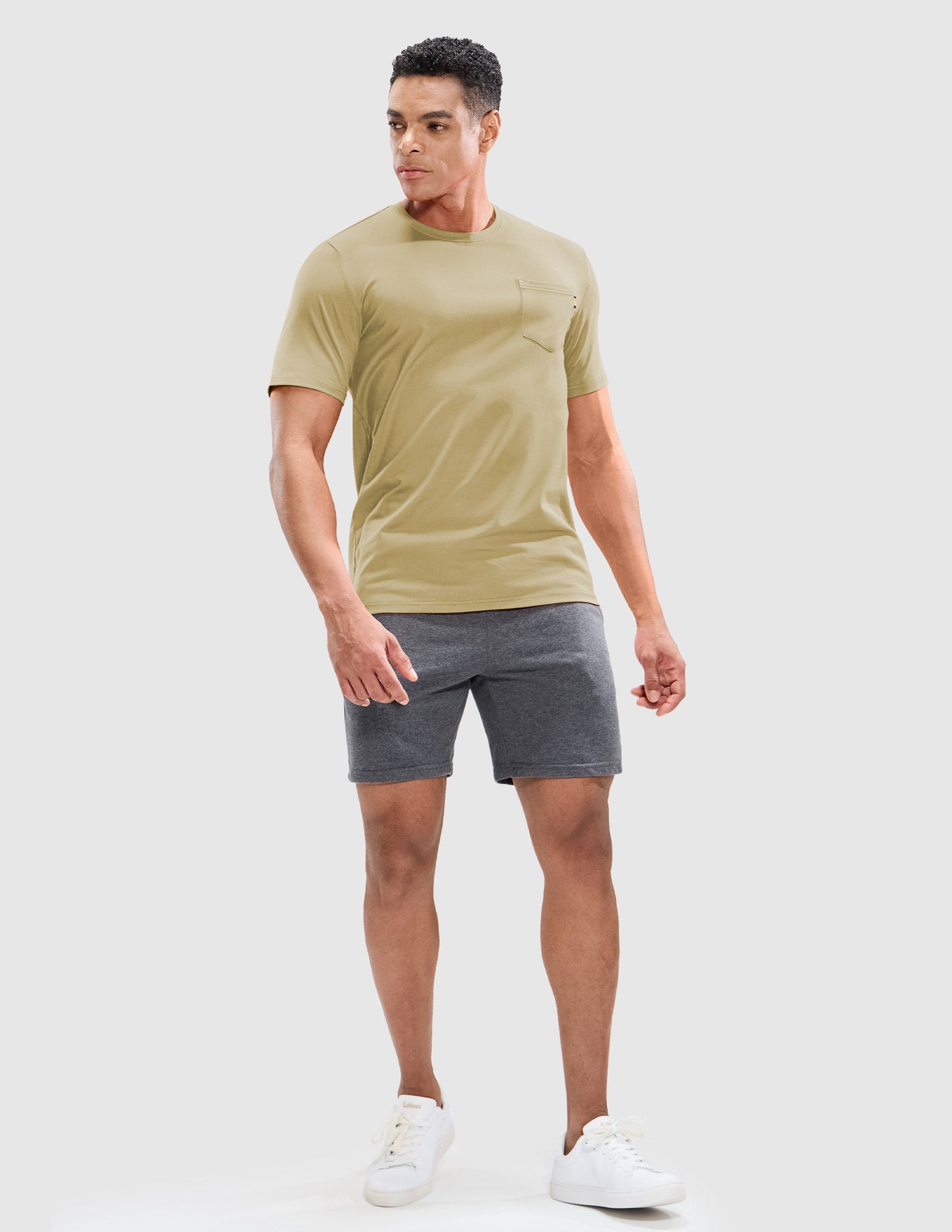 Men's Cotton T-Shirts with Pocket Soft Crewneck Tee