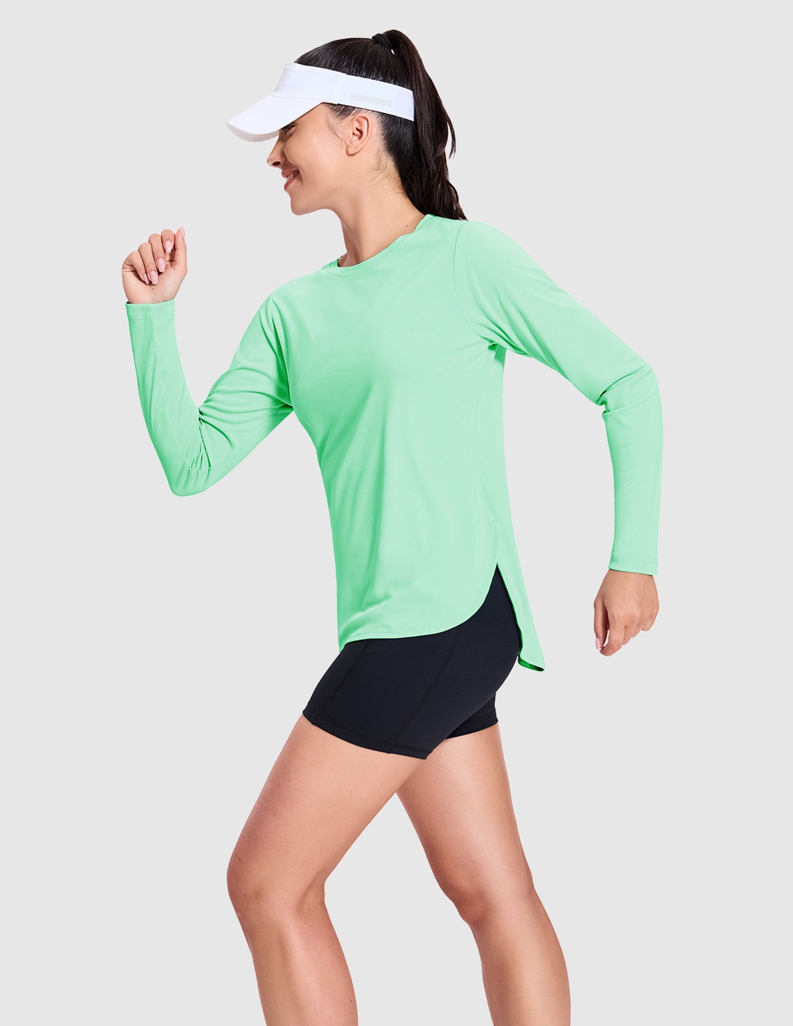 MIER Women's UPF 50 Plus Long Sleeve Running Shirt Sun Protection and Style Women Active Shirt