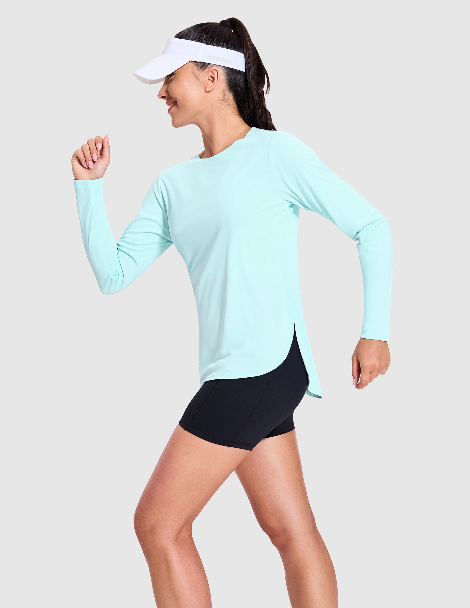 MIER Women's UPF 50 Plus Long Sleeve Running Shirt Sun Protection and Style Women Active Shirt