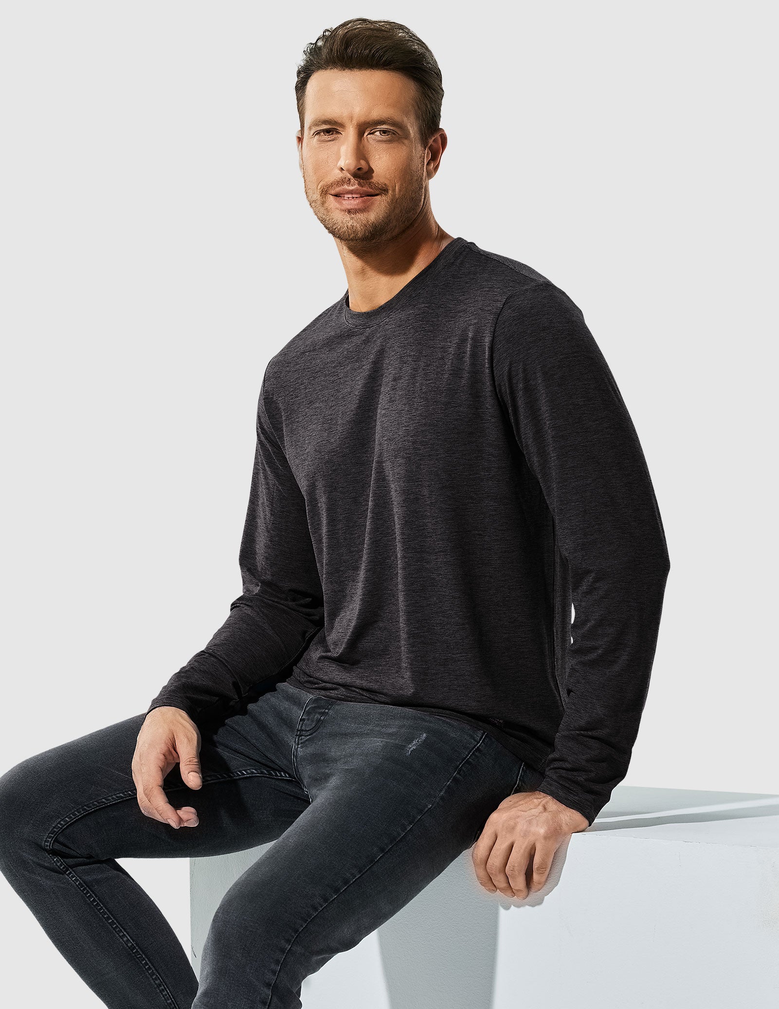 MIER Men’s Buttery Soft Long Sleeve Athletic Crew Neck Tee Men's Shirt