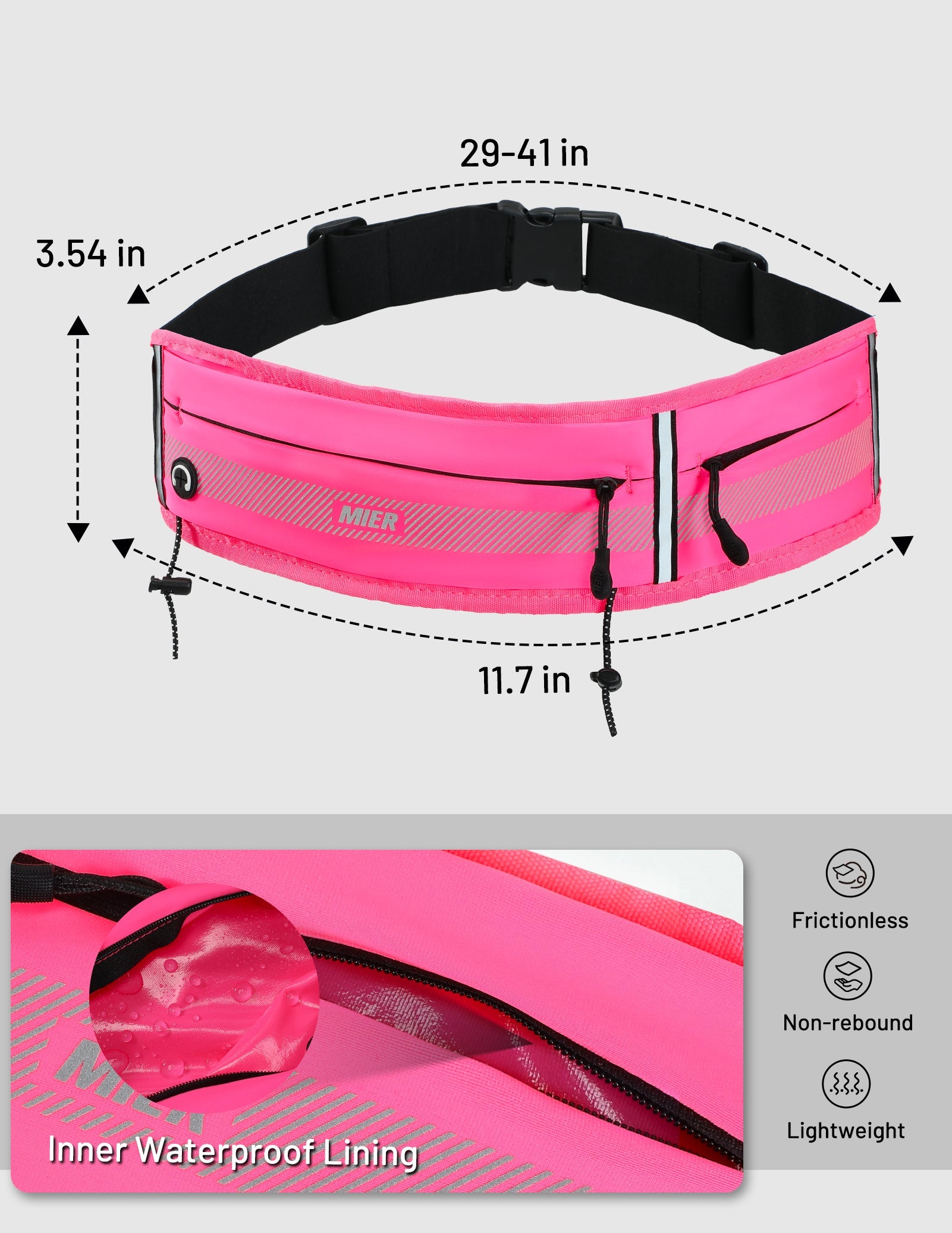 MIER Running Belt Slim Waist Pack with Bib Clips Phone Holder Running Belt
