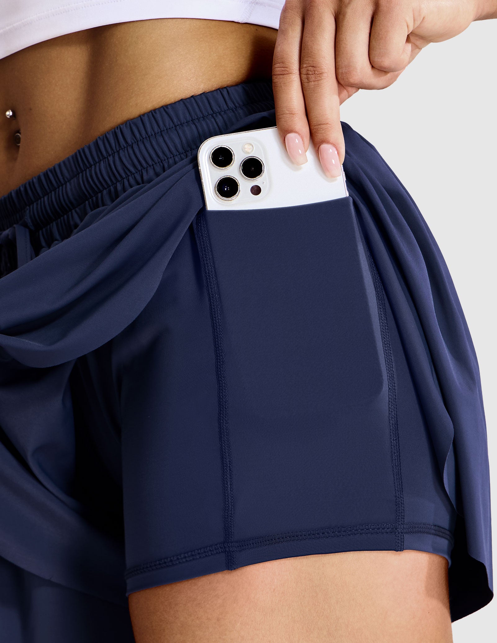 MIER Women's 2 in 1 Flowy Running Shorts Flutter Workout Shorts Women Shorts