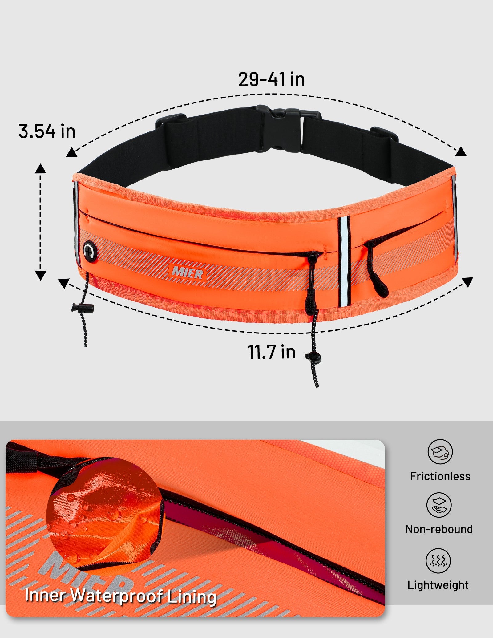 MIER Running Belt Slim Waist Pack with Bib Clips Phone Holder Running Belt