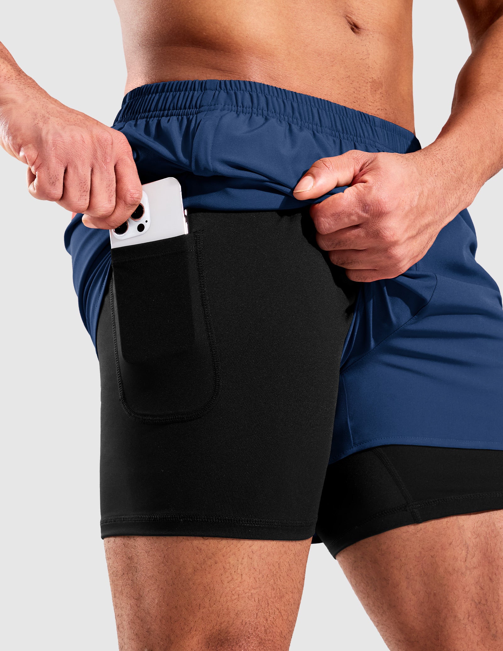 MIER Men’s 2-in-1 Running Shorts 5” Quick Dry with Compression Liner & 3 Pockets Men's Shorts