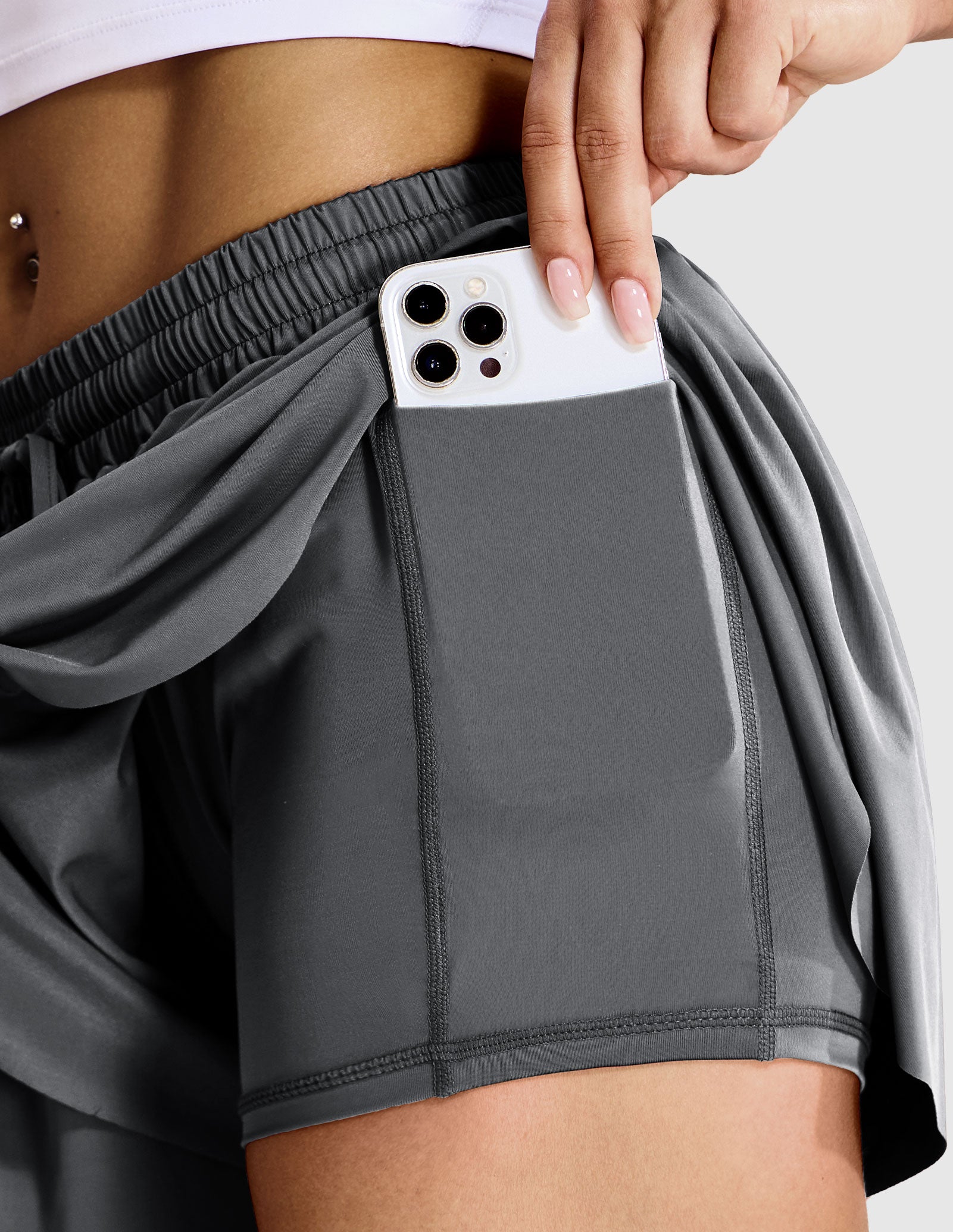 MIER Women's 2 in 1 Flowy Running Shorts Flutter Workout Shorts Women Shorts