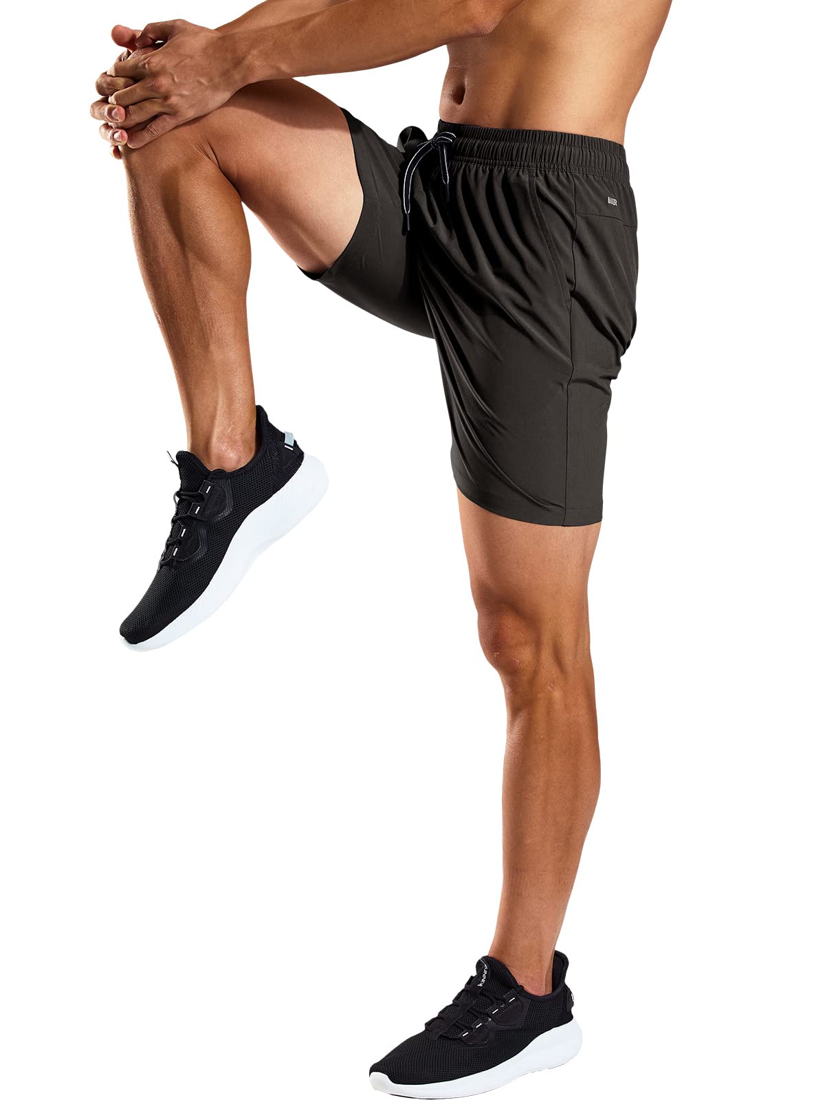 Pantalones cortos para correr de secado rápido para hombre con bolsillos con cremallera de 7 pulgadas