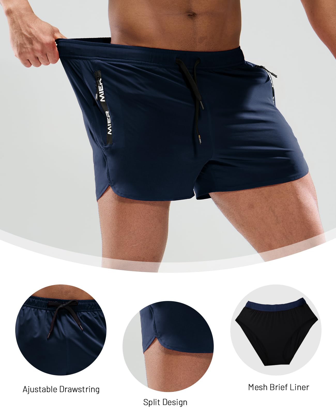 Men's 3 Inch Dry Fit Running Shorts with Brief Liner