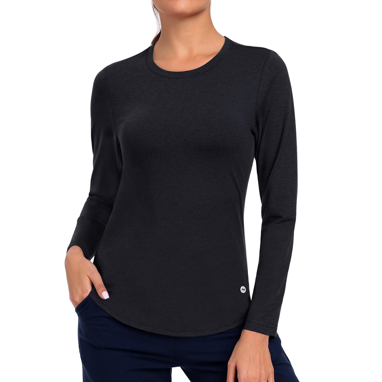 MIER Women s Long Sleeve Workout Shirts Dry Fit Athletic Tops