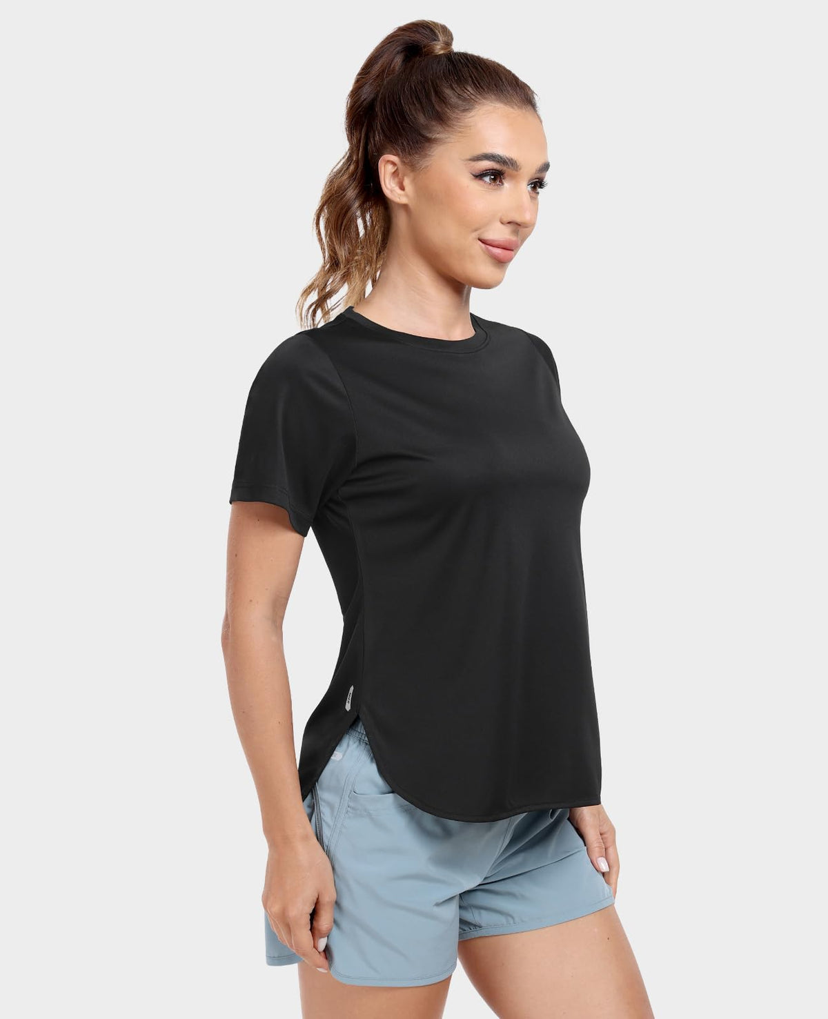MIER Women's Moisture Wicking Running T-Shirt Lightweight and Durable Women Active Shirt Black / XS
