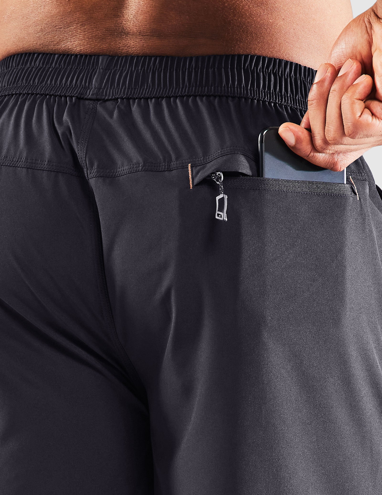 Pantalones cortos para correr de secado rápido para hombre con bolsillo con cremallera de 7 pulgadas
