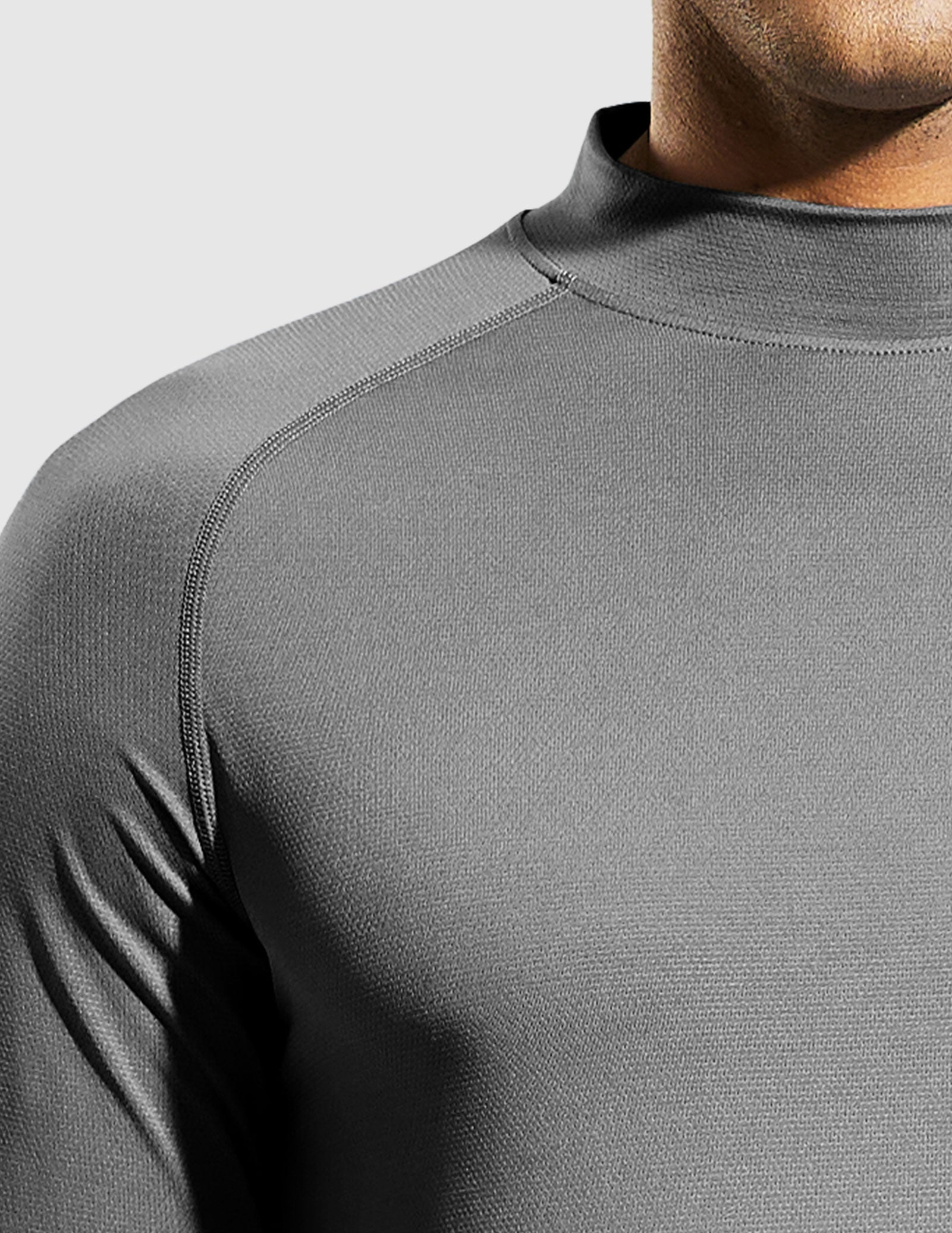 Men's Long Sleeve Mock Turtleneck Base Layer Workout Top