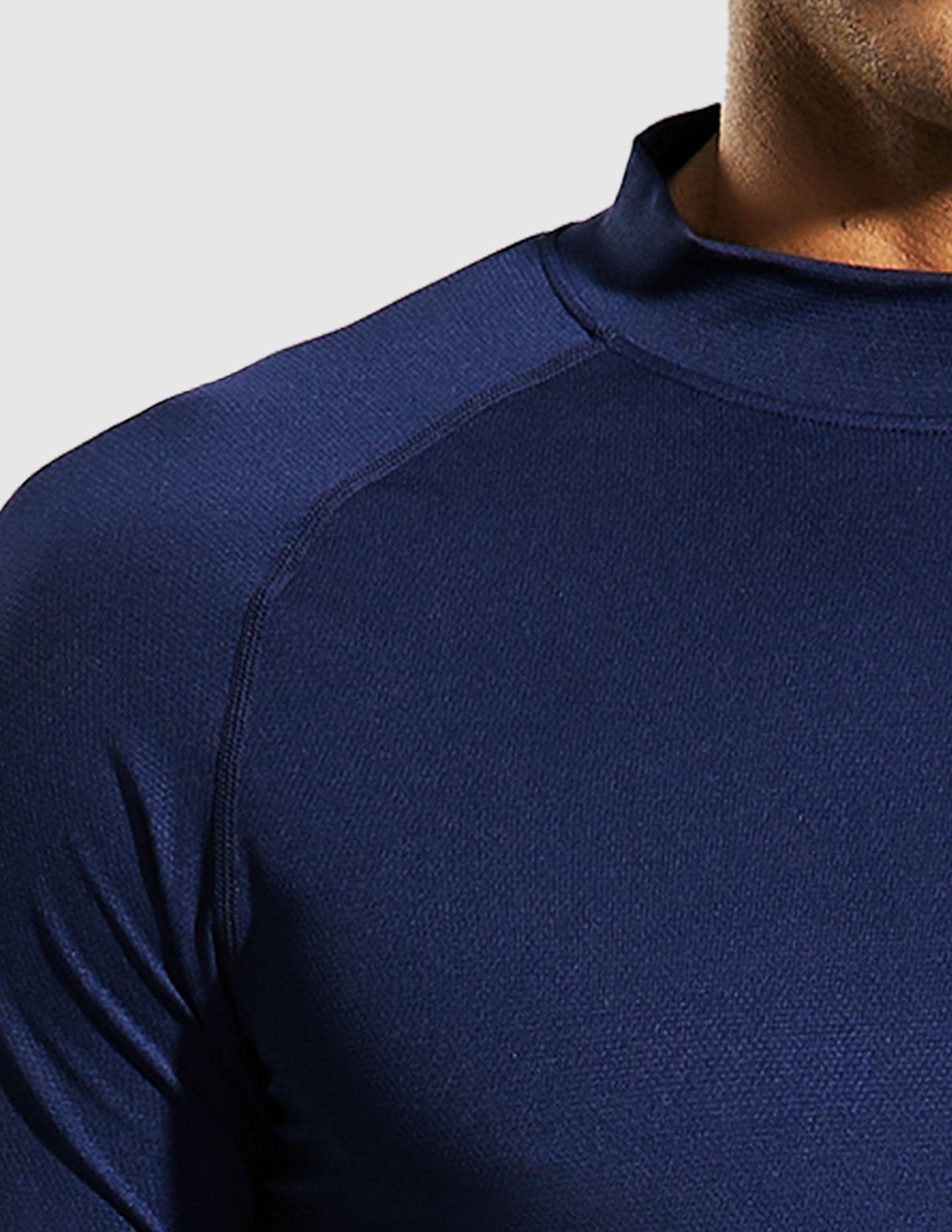 Men's Long Sleeve Mock Turtleneck Base Layer Workout Top