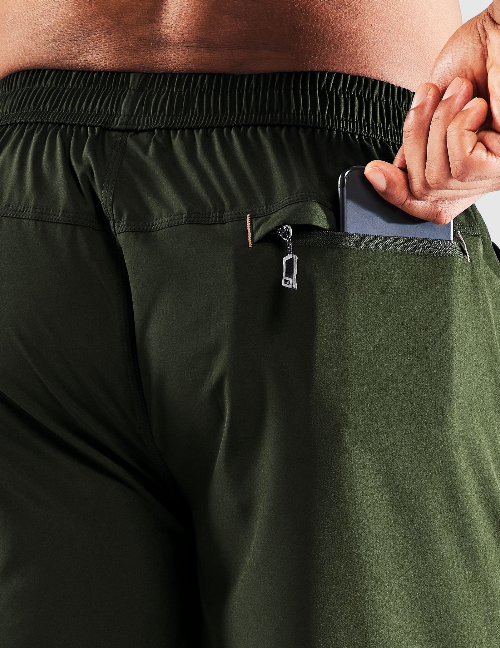 Pantalones cortos para correr de secado rápido para hombre con bolsillo con cremallera de 7 pulgadas