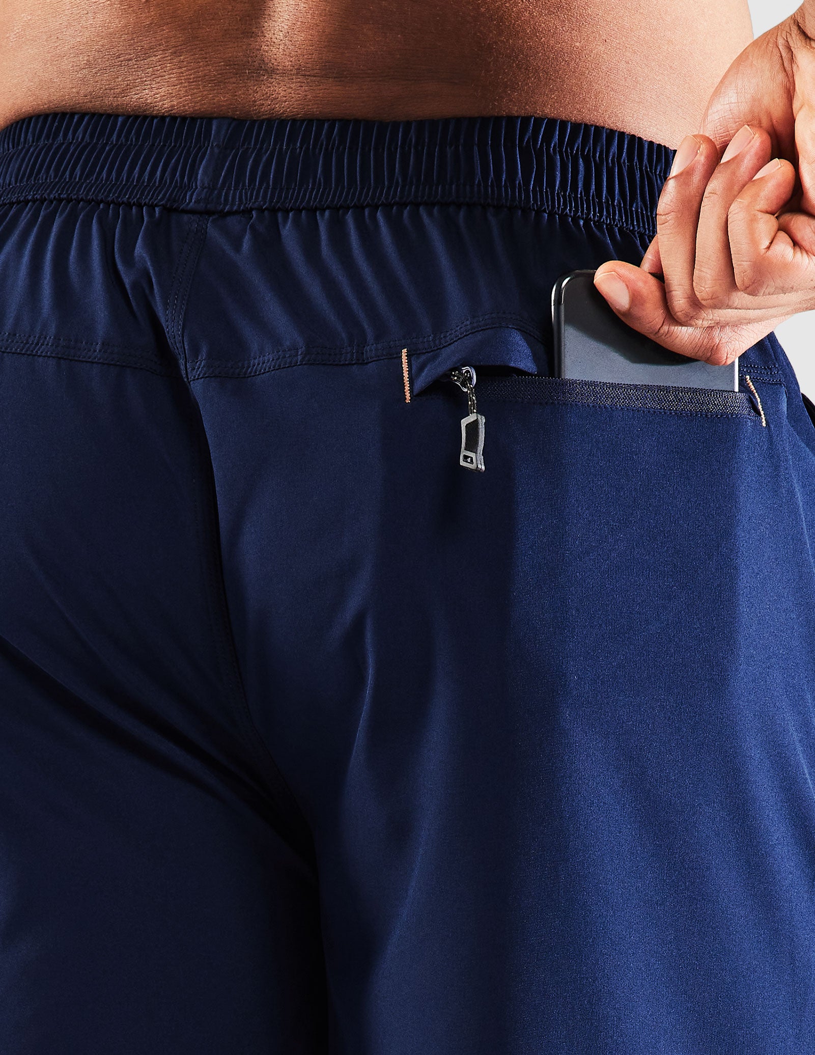 Pantalones cortos para correr de secado rápido para hombre con bolsillo con cremallera de 7 pulgadas