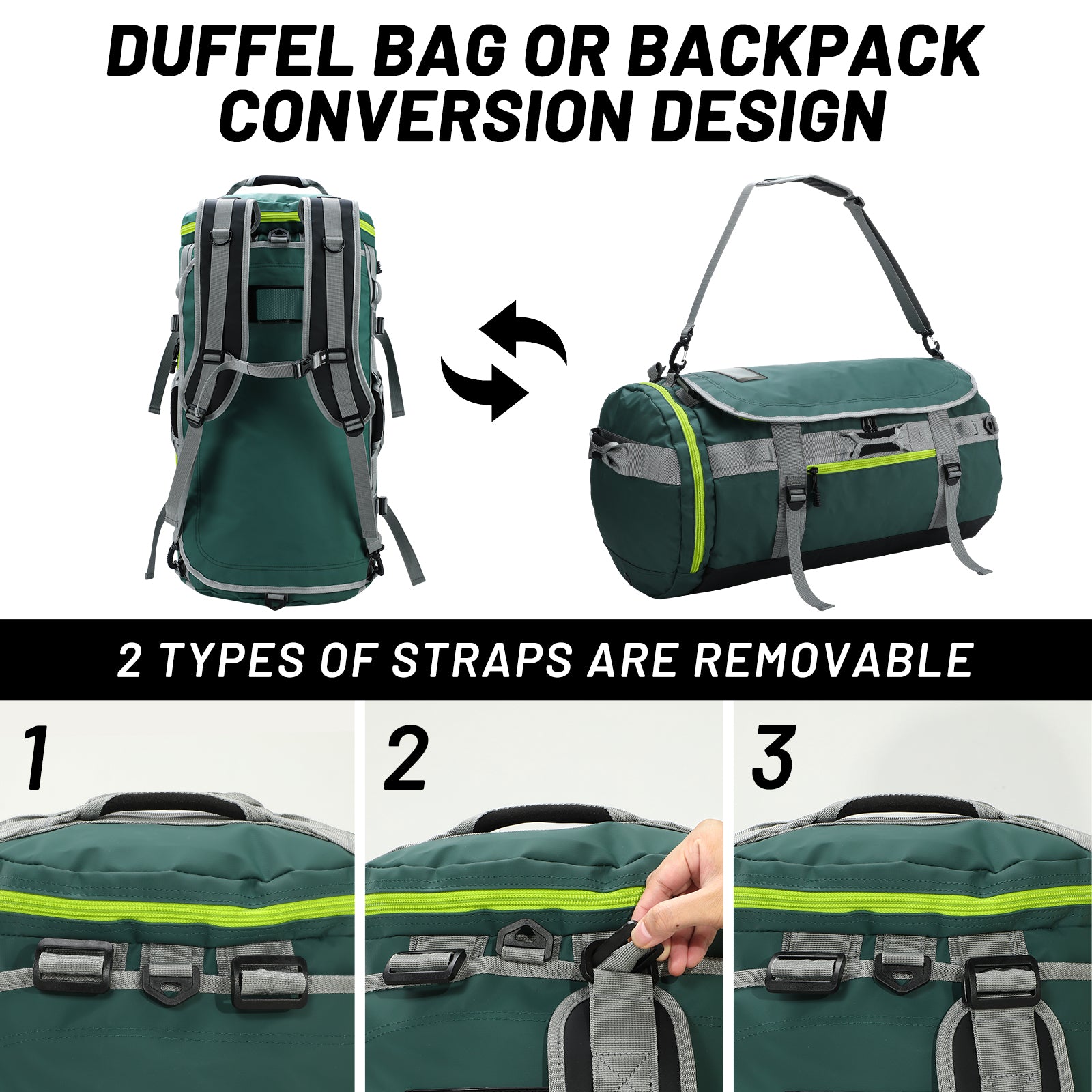 MIER Large Duffel Backpack Bag with Shoe Compartment Backpack Duffel