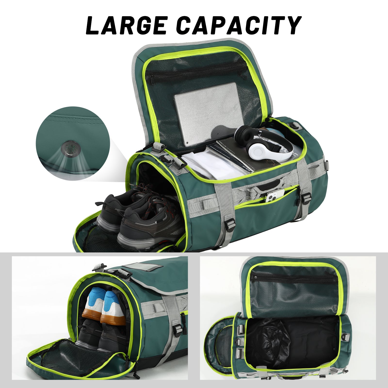 MIER Large Duffel Backpack Bag with Shoe Compartment Backpack Duffel