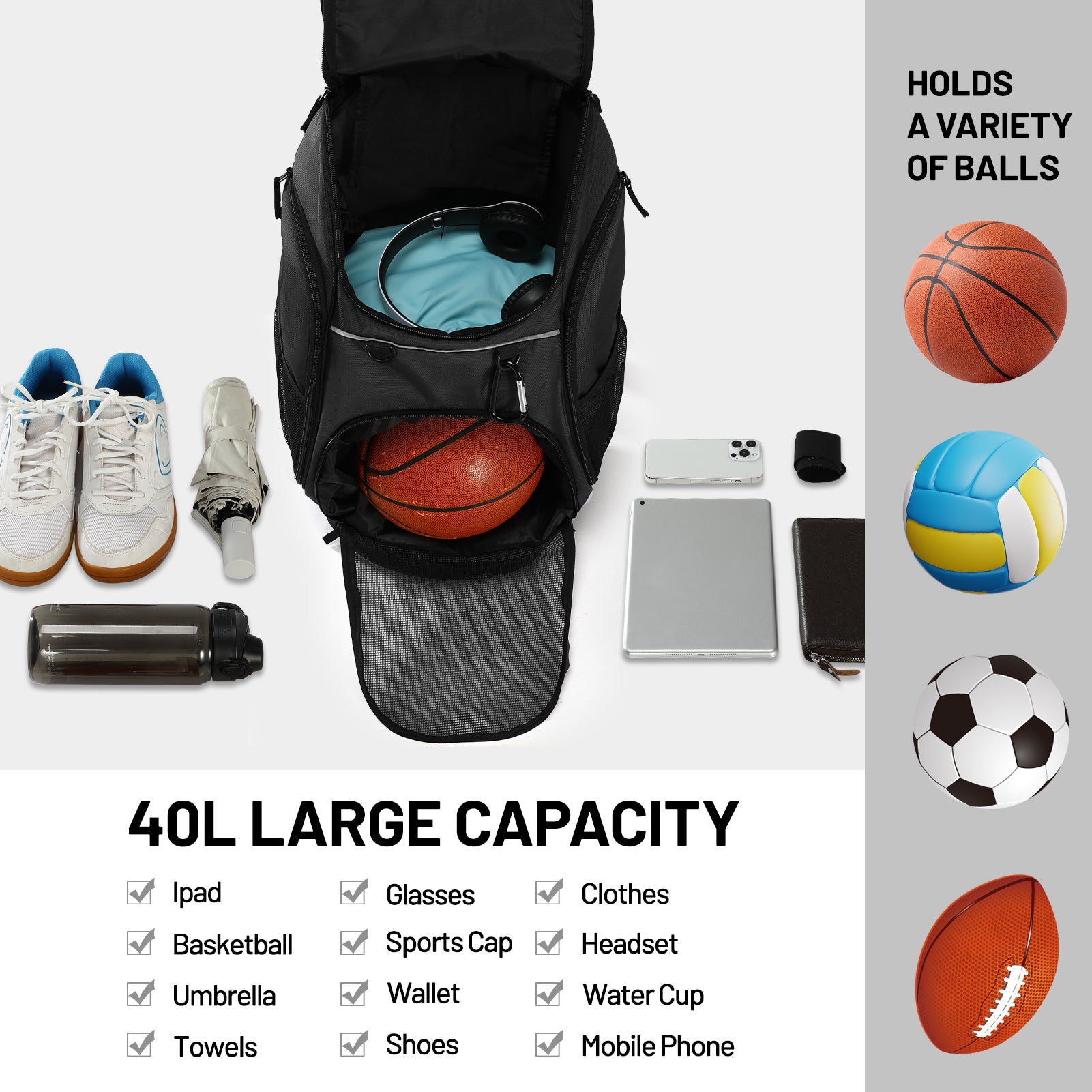 bagland roomy laptop and basketball backpack MIER Basketball Backpack Large Sports Bag with Laptop Compartment