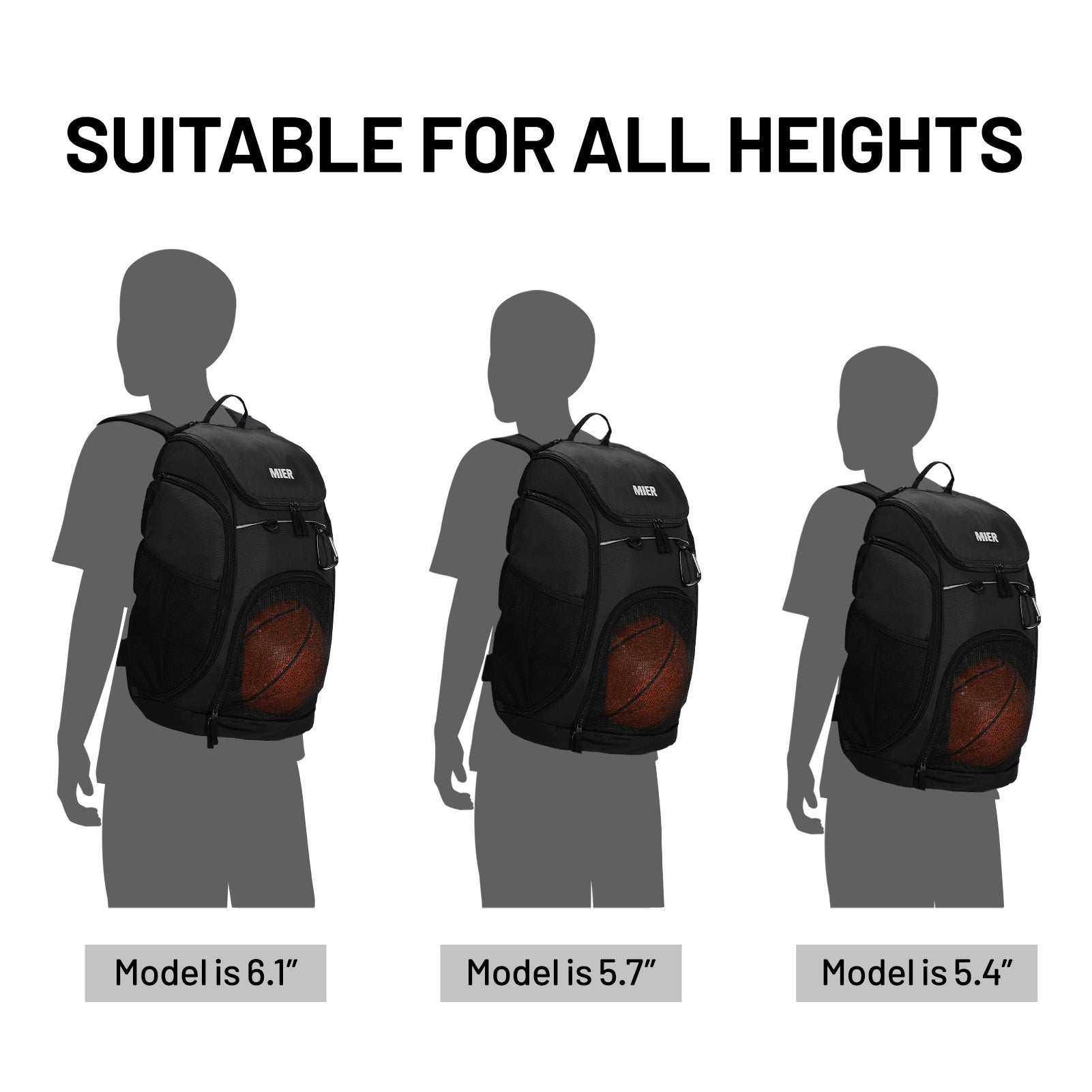 MIER Basketball Backpack Large Sports Bag with Laptop Compartment Backpack Bag