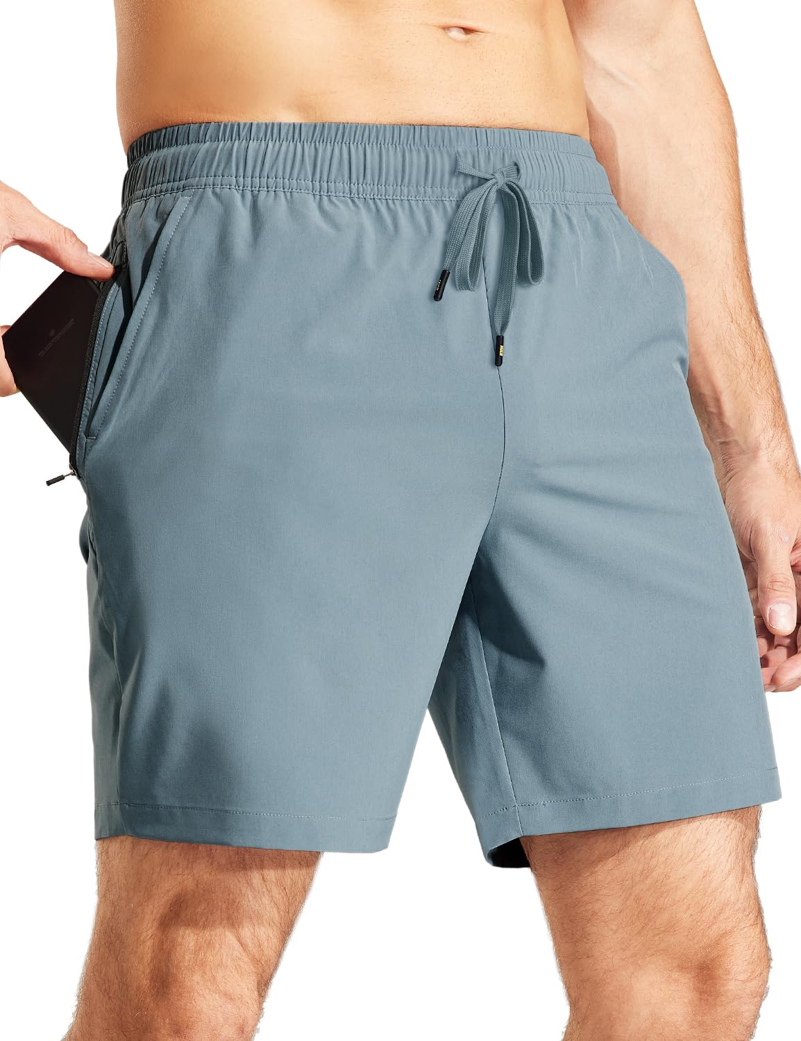 Men's 7 Inch Quick-Dry Running Shorts with Zipper Pockets