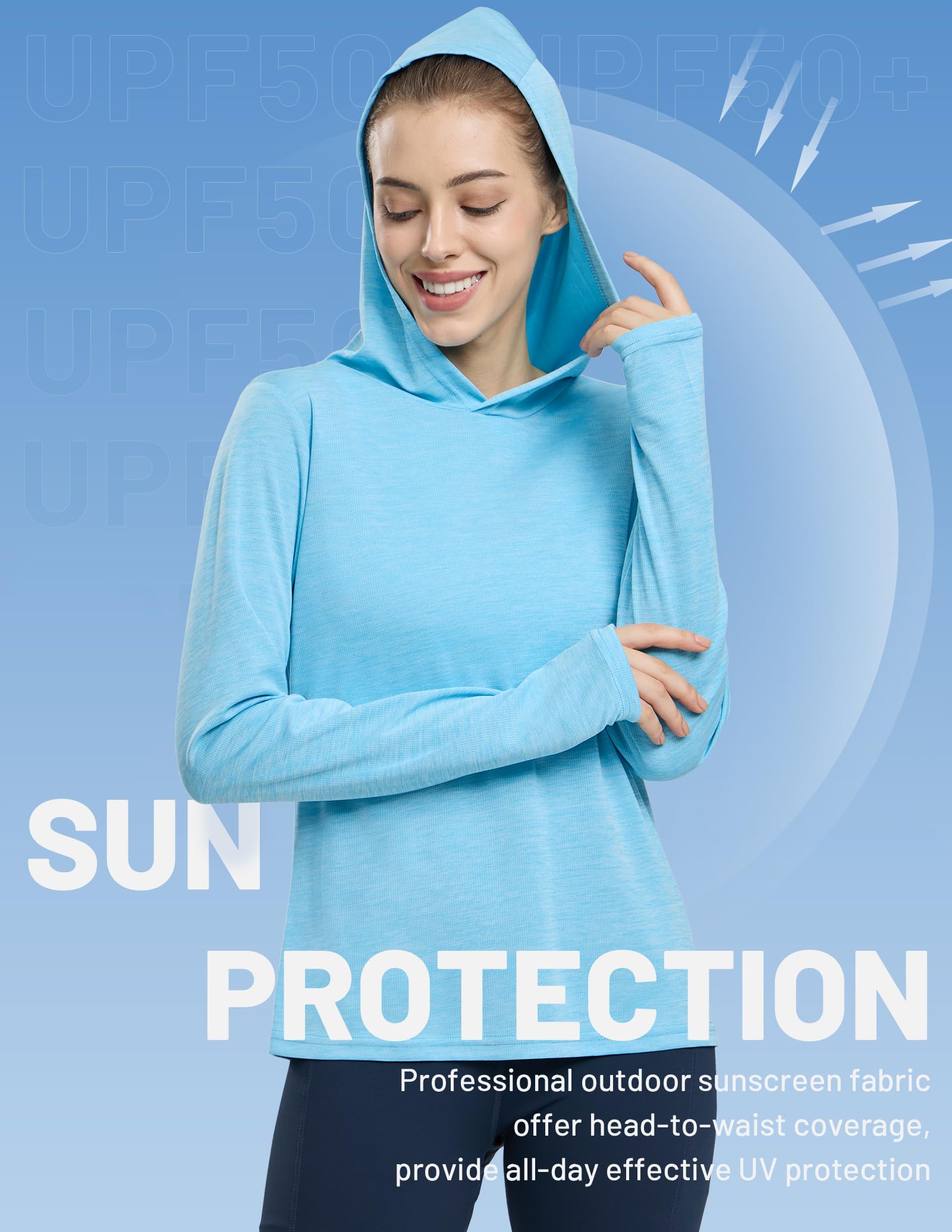 MIER Women's Long Sleeve Hooded Sun Shirt UPF 50+ Performance Hoodie Women Shirts