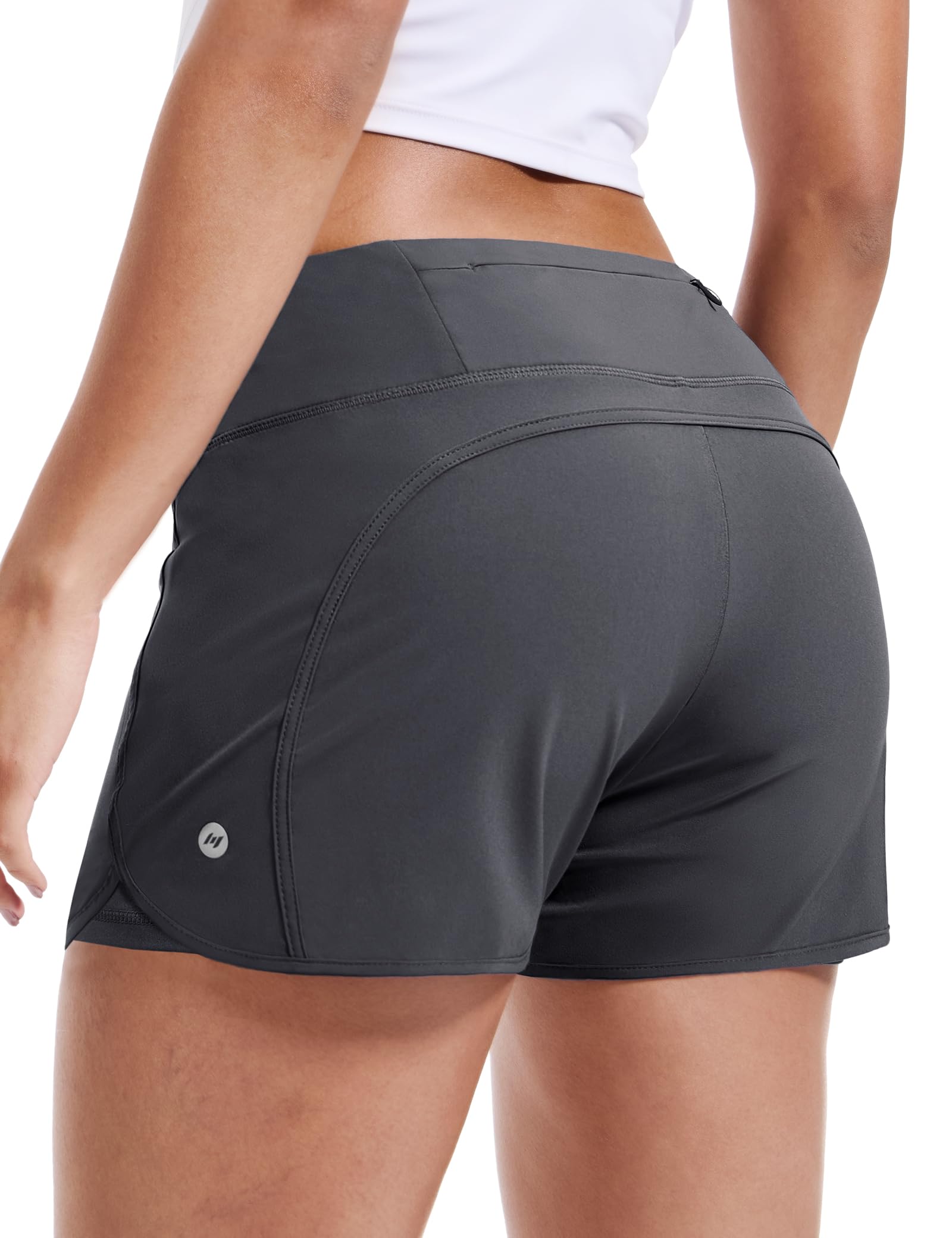 MIER Women's 2 in 1 Running Shorts with Liner and Zipper Pocket 3 Inch Women Shorts