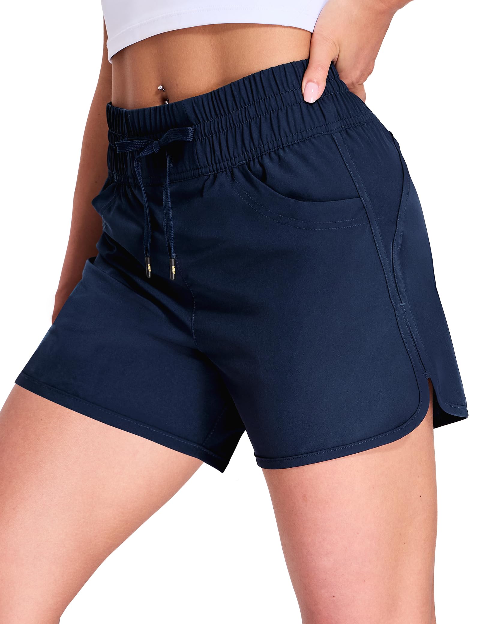 Women's Running Shorts Quick Dry with Liner Zipper Pocket