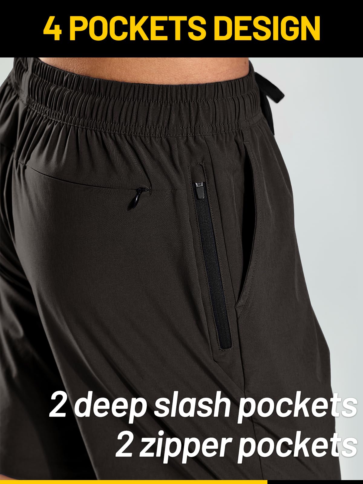 Pantalones cortos para correr de secado rápido para hombre con bolsillos con cremallera de 7 pulgadas