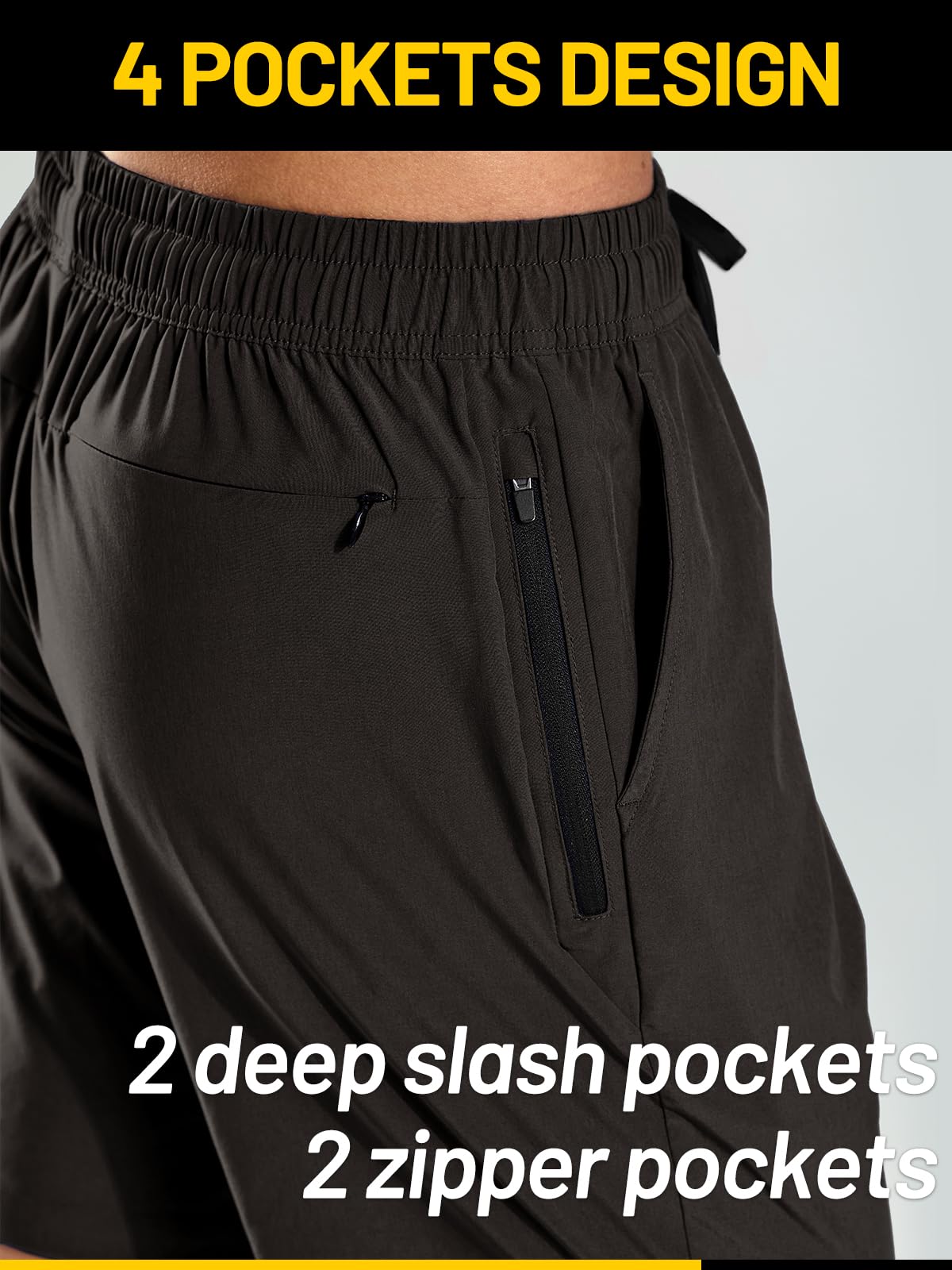 Pantaloncini da corsa da uomo ad asciugatura rapida con tasche con cerniera 7 pollici