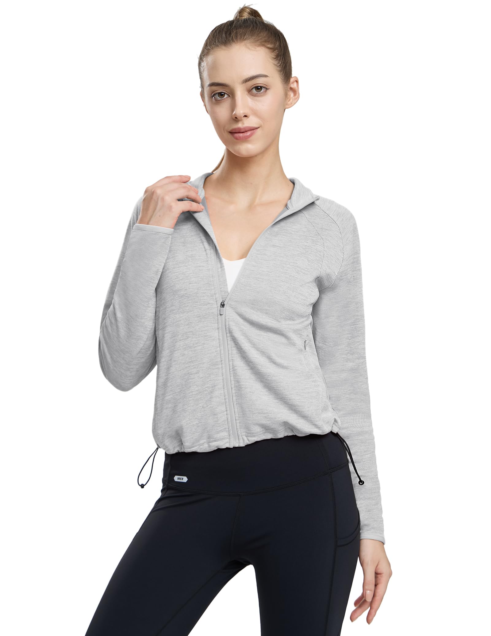 MIER Women's Lightweight Full Zip Hooded Performance Jacket Women Active Shirt