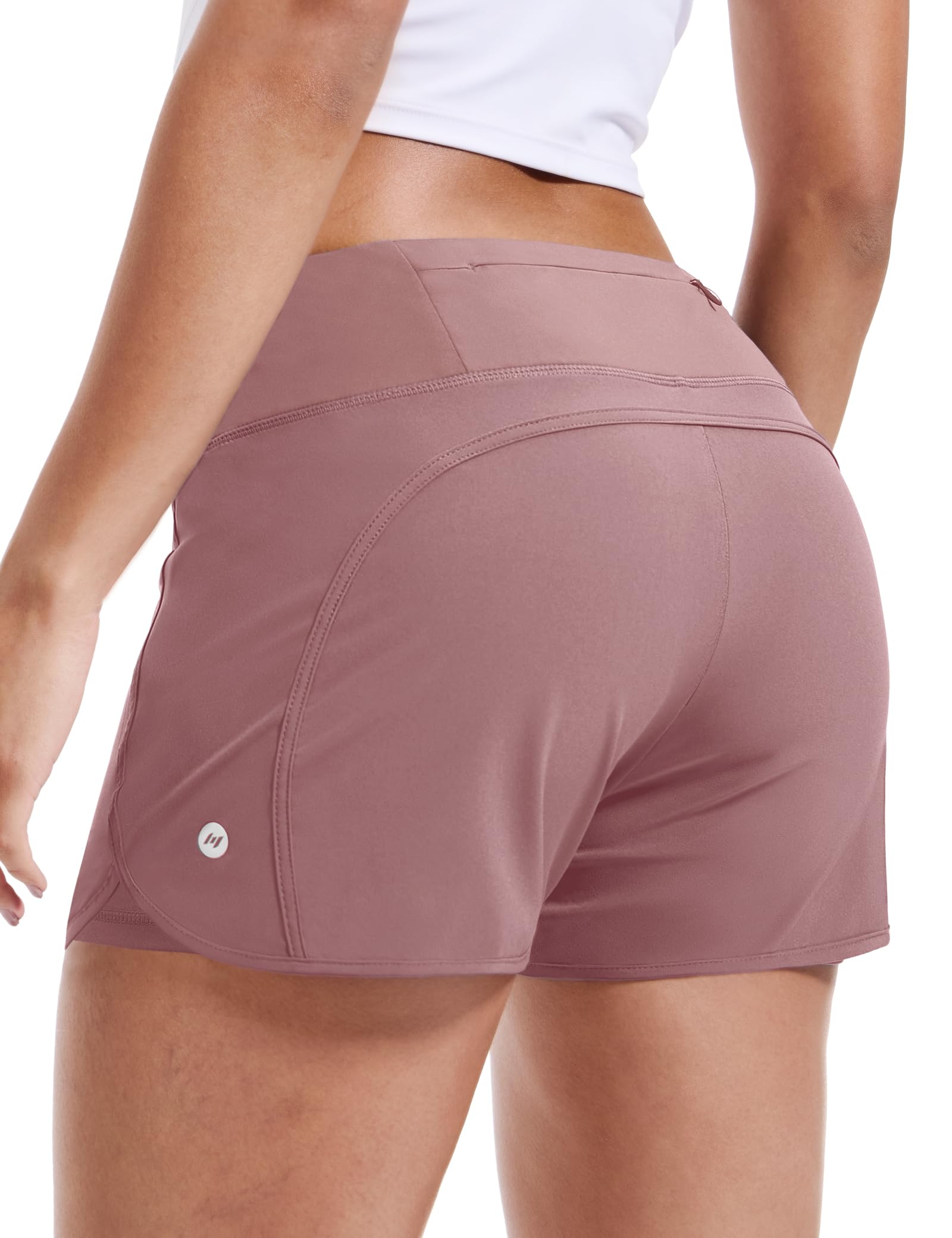 MIER Women's 2 in 1 Running Shorts with Liner and Zipper Pocket 3 Inch Women Shorts