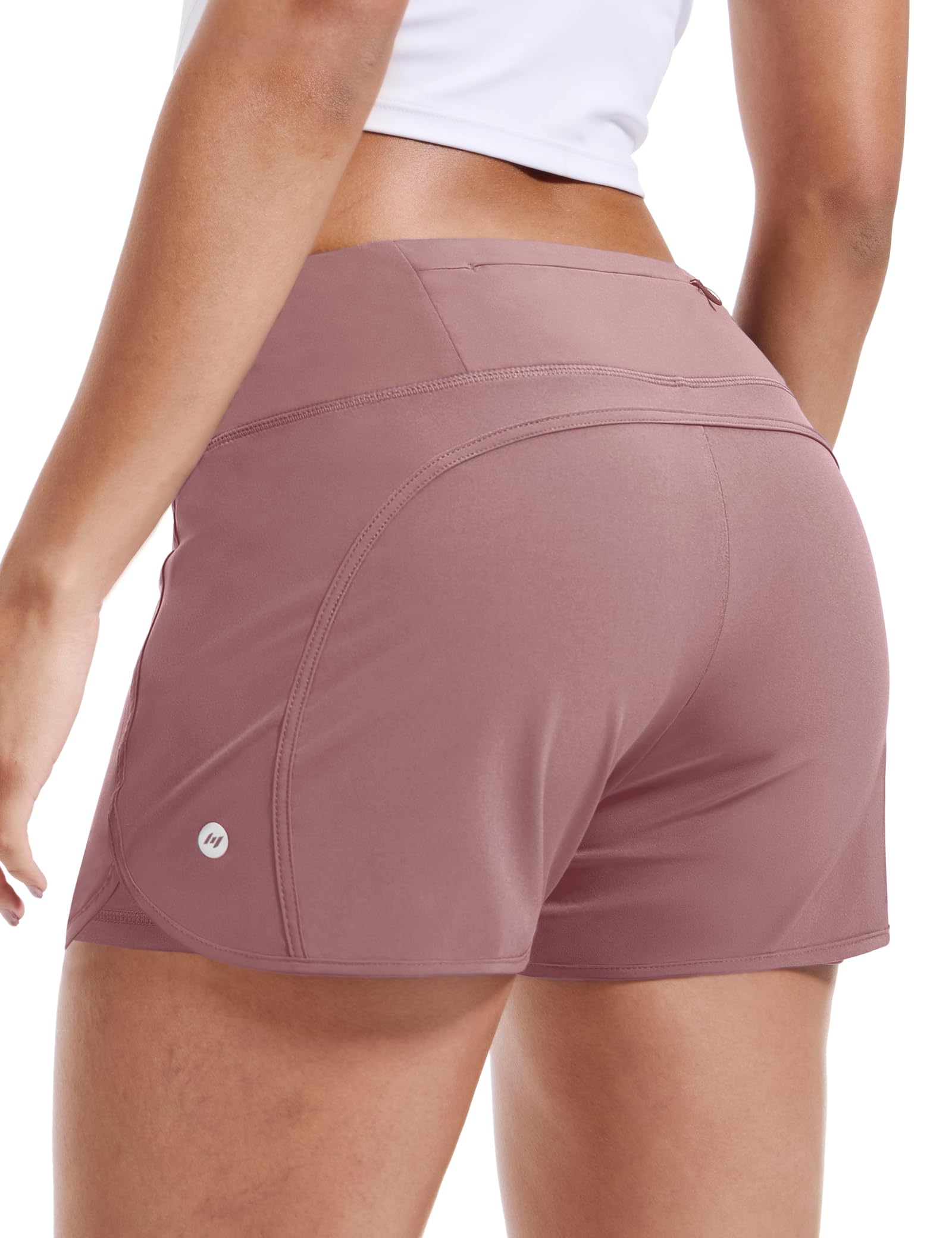 Women's 2 in 1 Running Shorts with Liner Zipper Pocket 3"