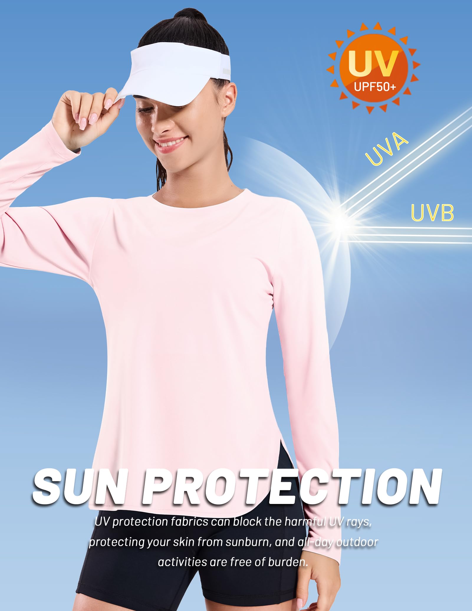MIER Women's UPF 50 Plus Long Sleeve Running Shirt Sun Protection and Style Women Active Shirt