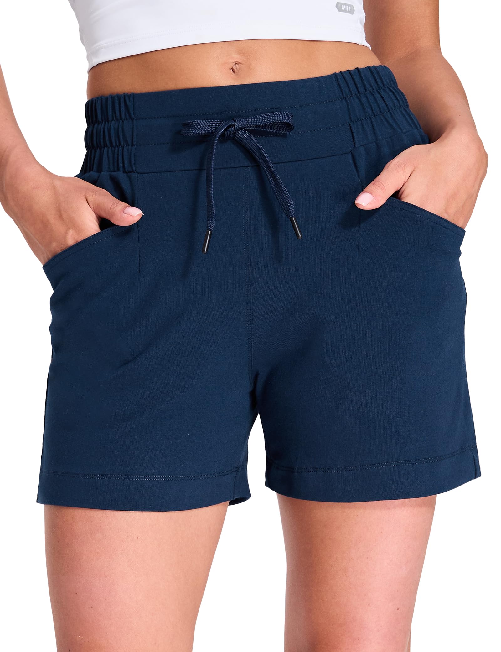 Women's Athletic Running Cotton Shorts 4" High Waisted