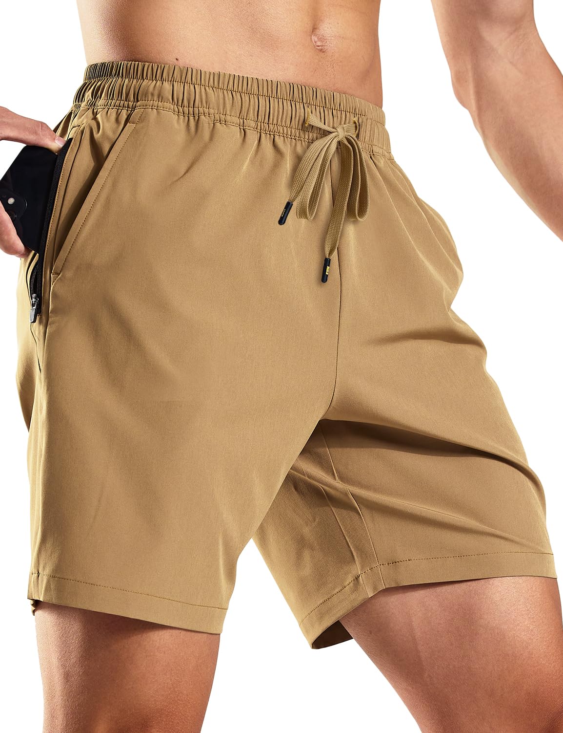 MIER Men's 7 Inch Active Running Shorts with Zipper Pockets Men's Shorts