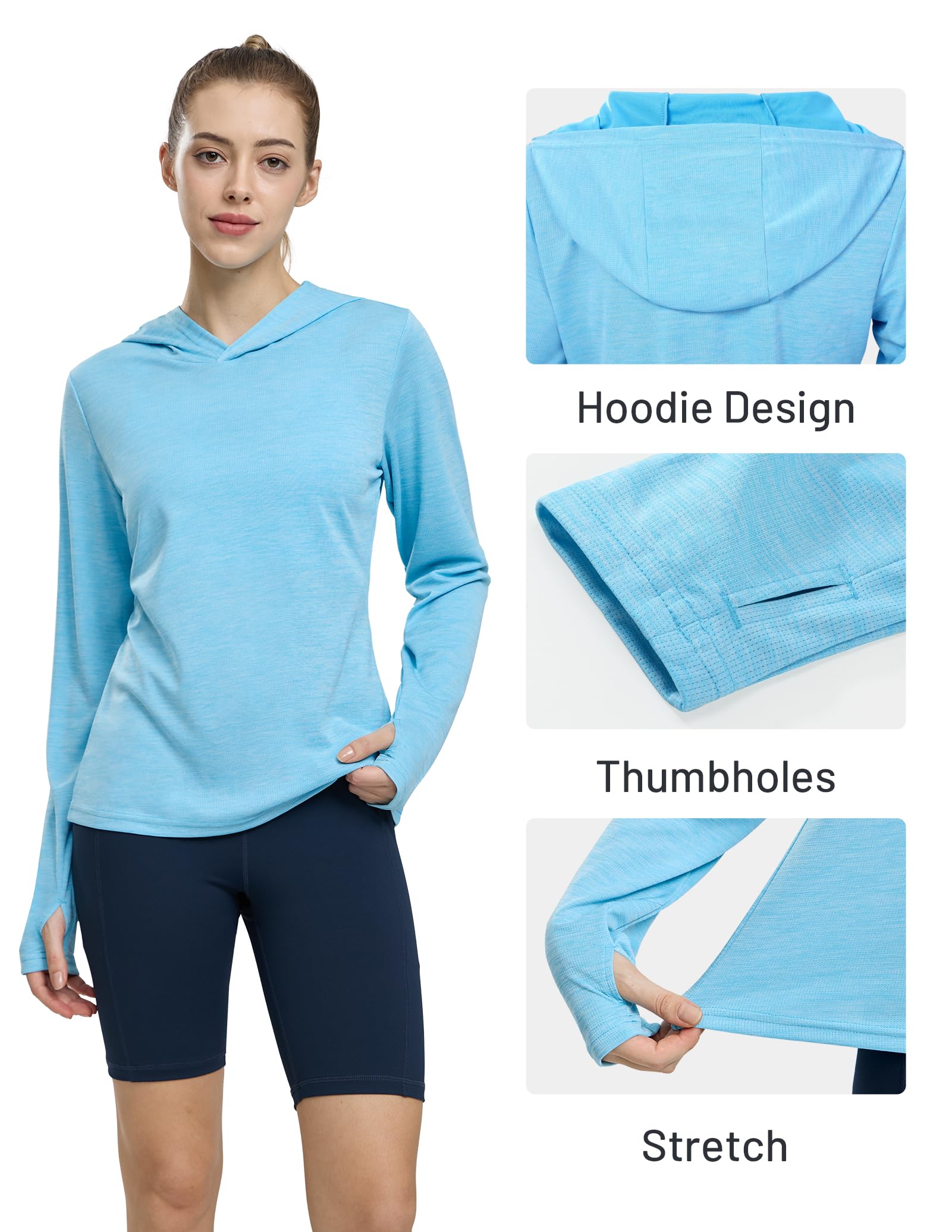 MIER Women's Long Sleeve Hooded Sun Shirt UPF 50+ Performance Hoodie Women Shirts