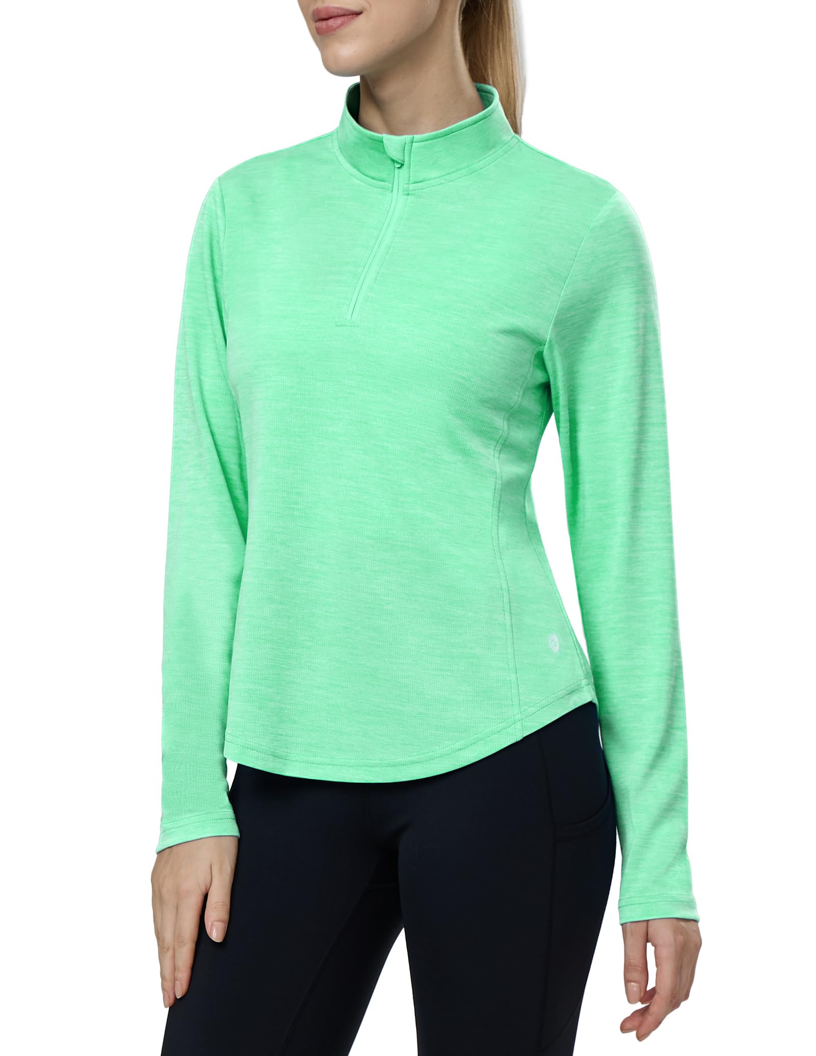MIER Women's Quarter Zip Long Sleeve Running Shirt with UPF 50+ Women Active Shirt
