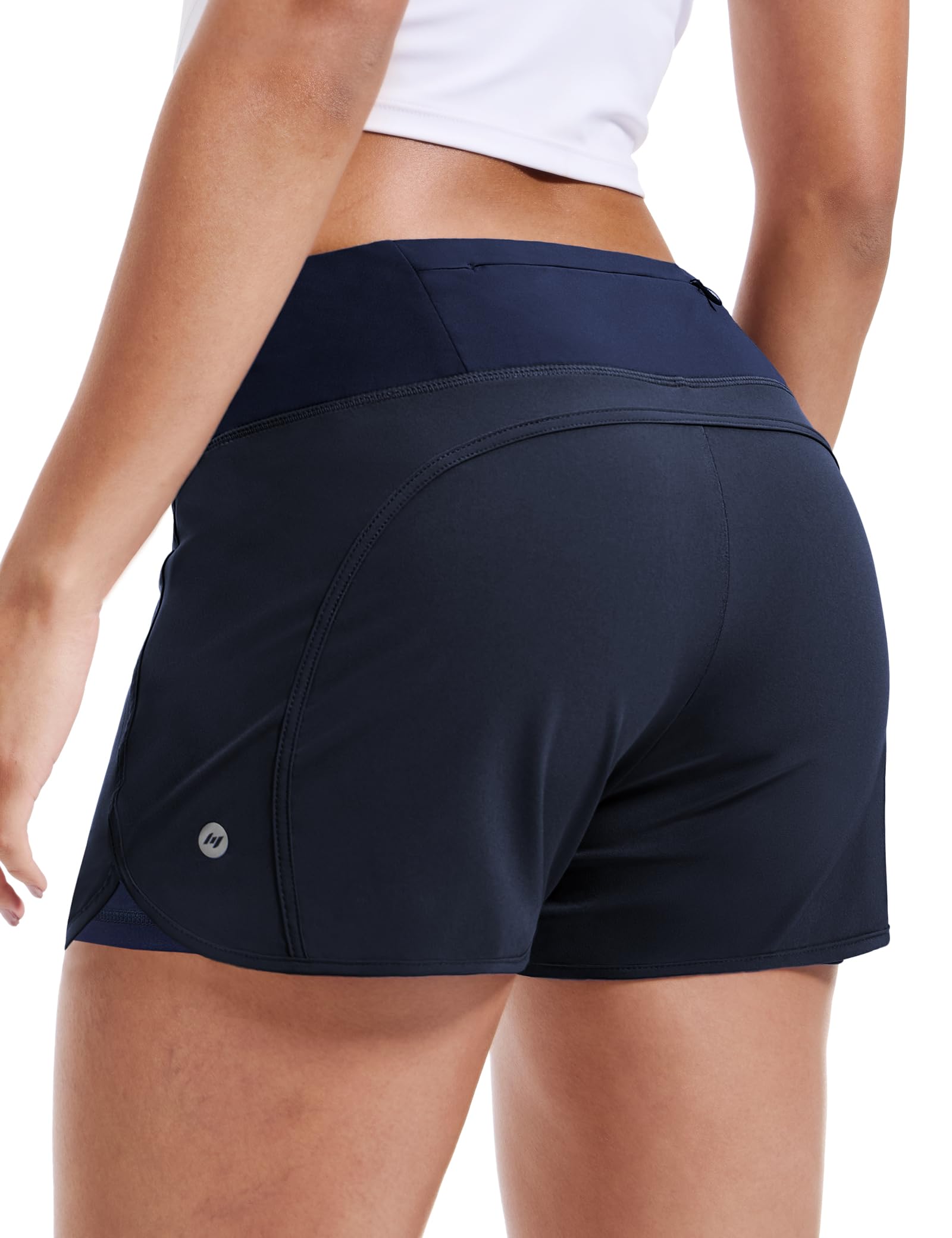 Women's 2 in 1 Running Shorts with Liner Zipper Pocket 3"