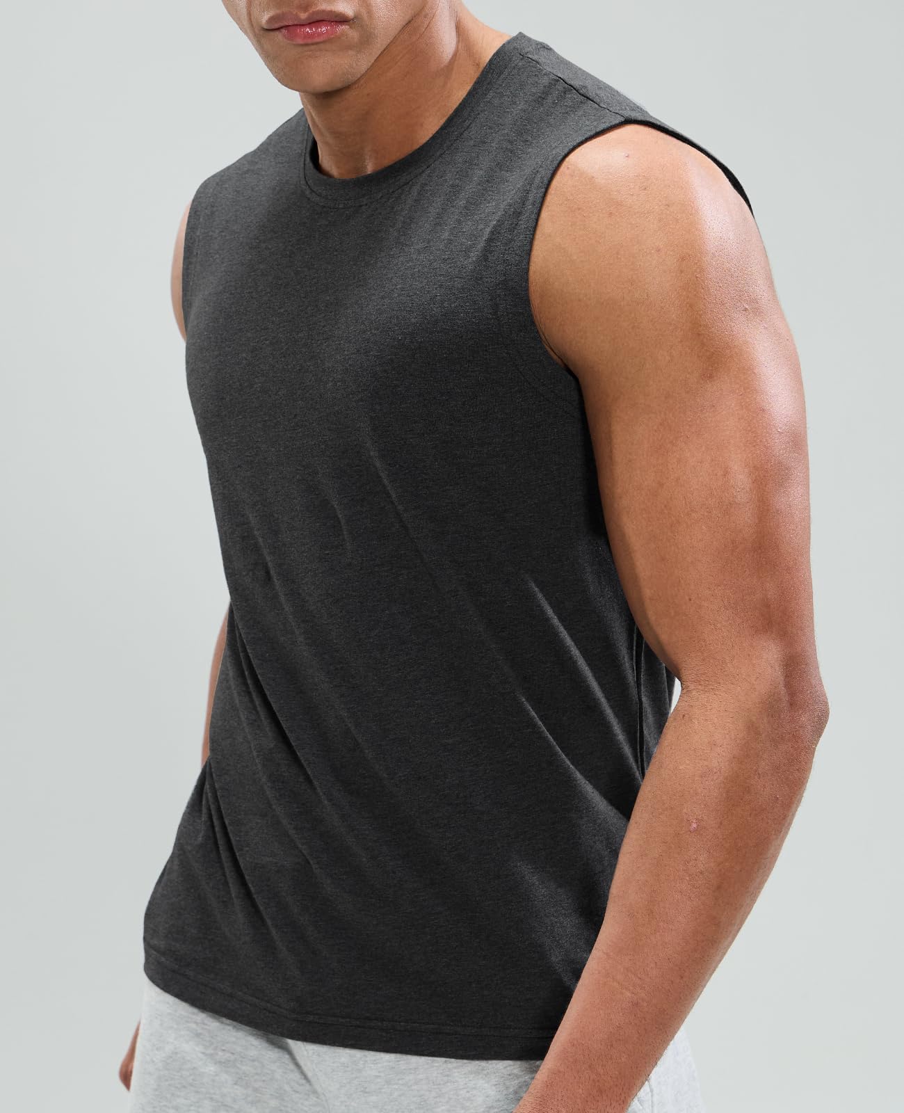 MIER Cotton Blend Running Tank for Men Stretchable and Moisture Wicking Men's Tank Top