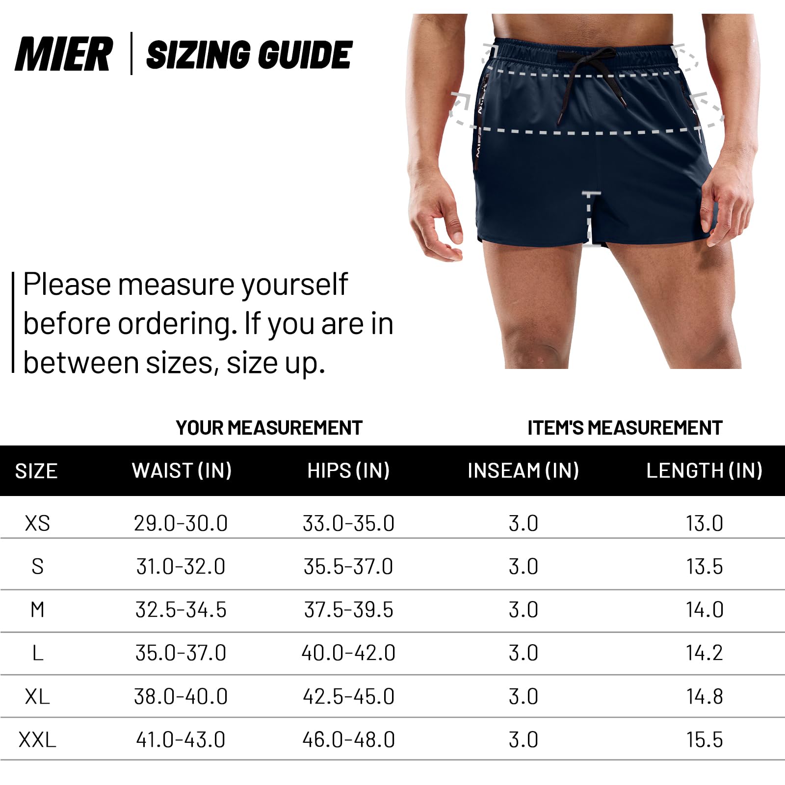 MIER Men's 3 Inch Dry Fit Running Shorts with Brief Liner Men's Shorts