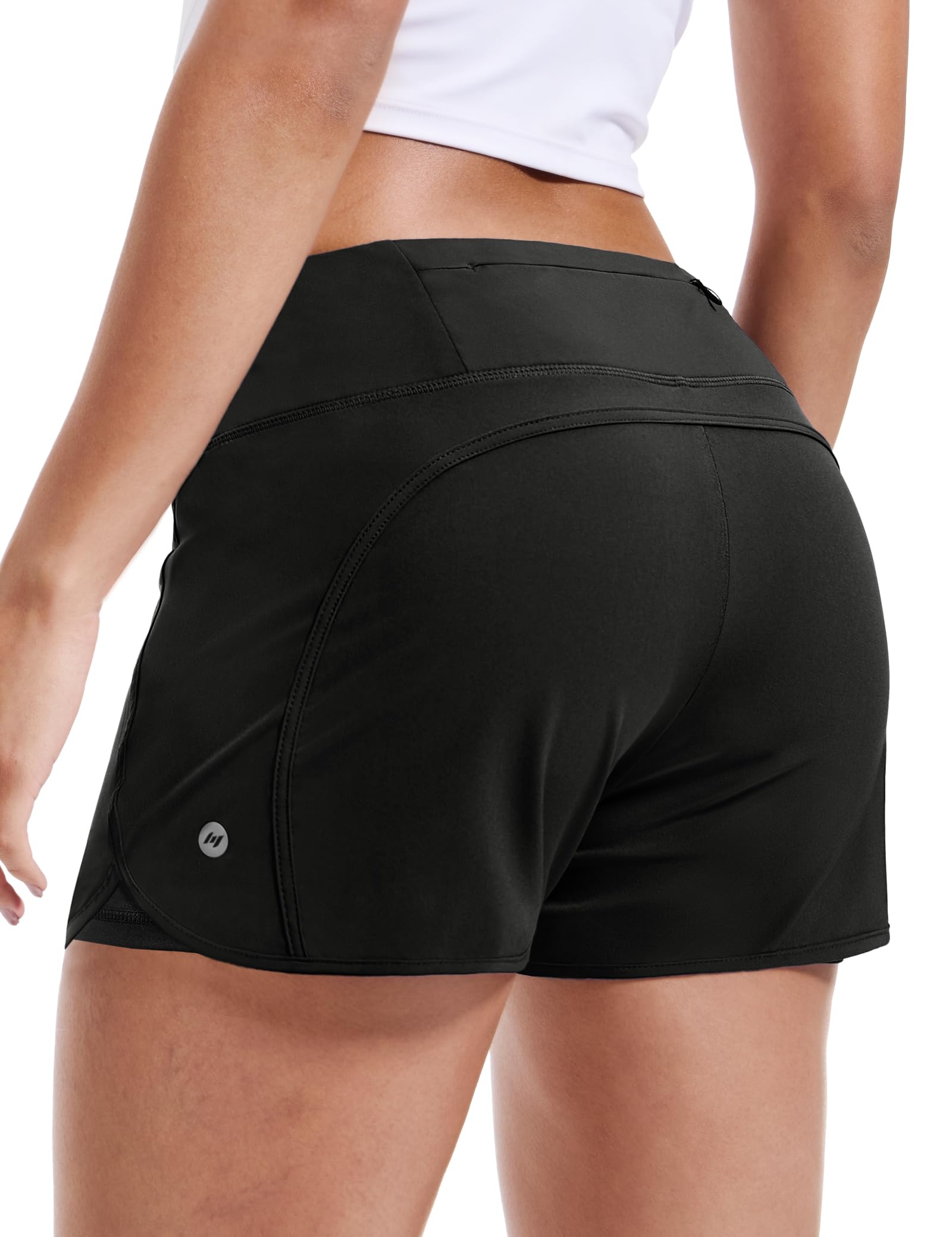 MIER Women's 2 in 1 Running Shorts with Liner and Zipper Pocket 3 Inch Women Shorts