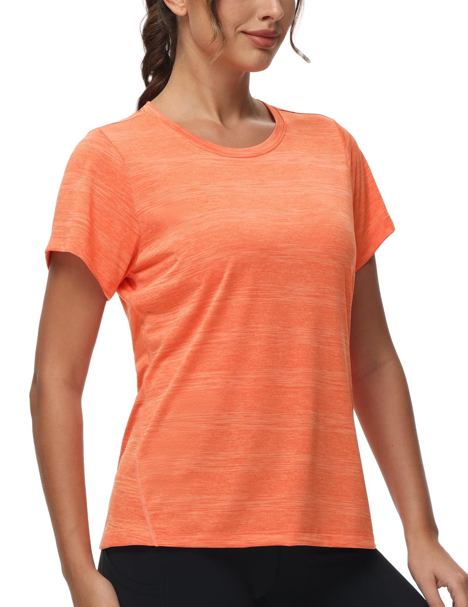 MIER Women's Performance Running Shirt, Moisture Wicking and Chafe Free Women Active Shirt