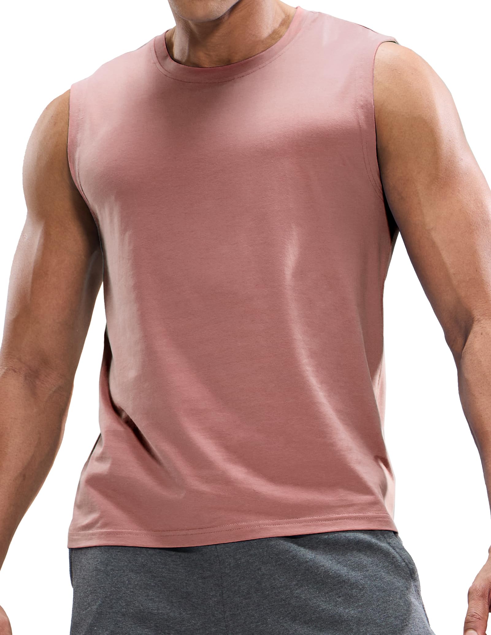 MIER Cotton Blend Running Tank for Men Stretchable and Moisture Wicking Men's Tank Top