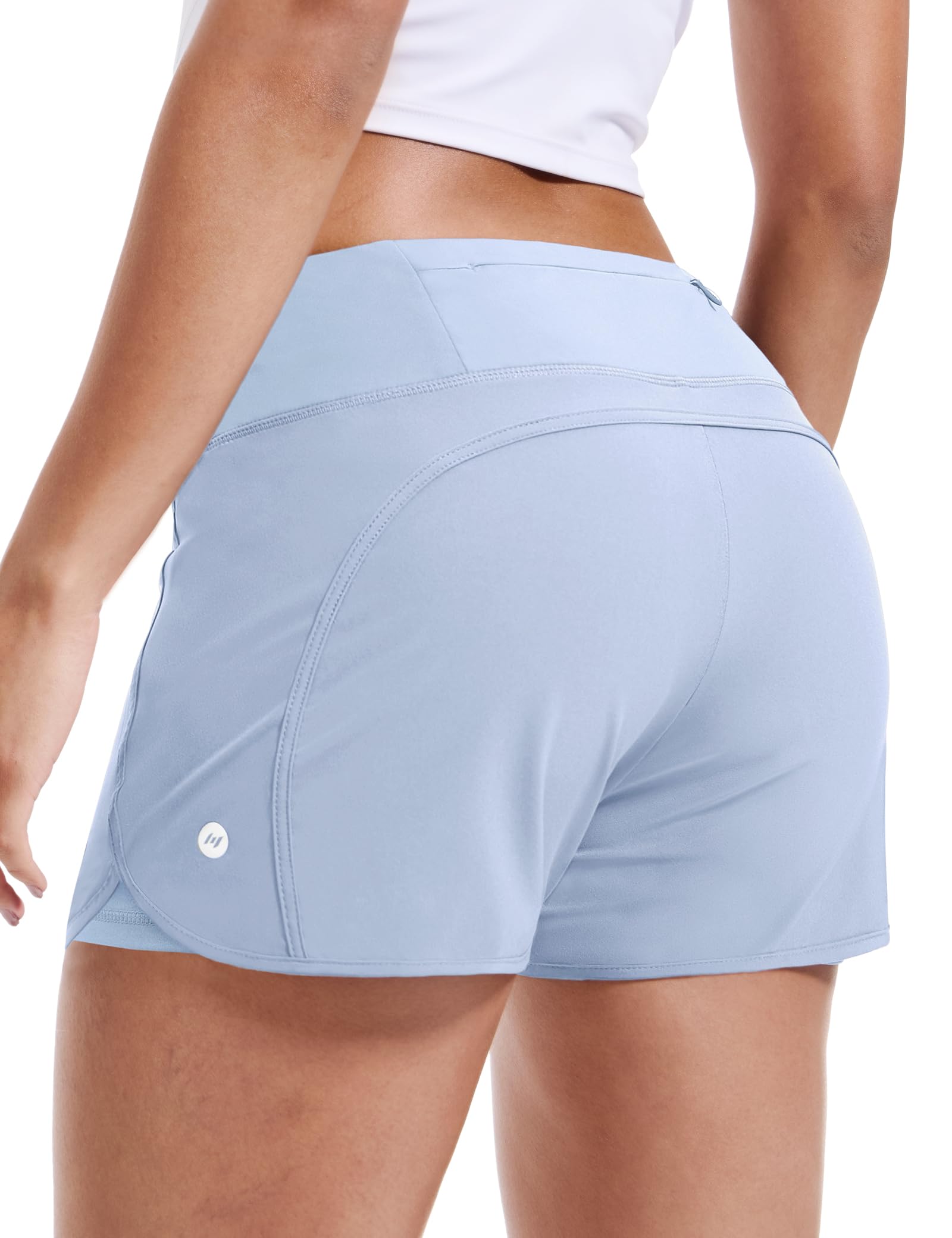 MIER Women's 2 in 1 Running Shorts with Liner and Zipper Pocket 3 Inch Women Shorts