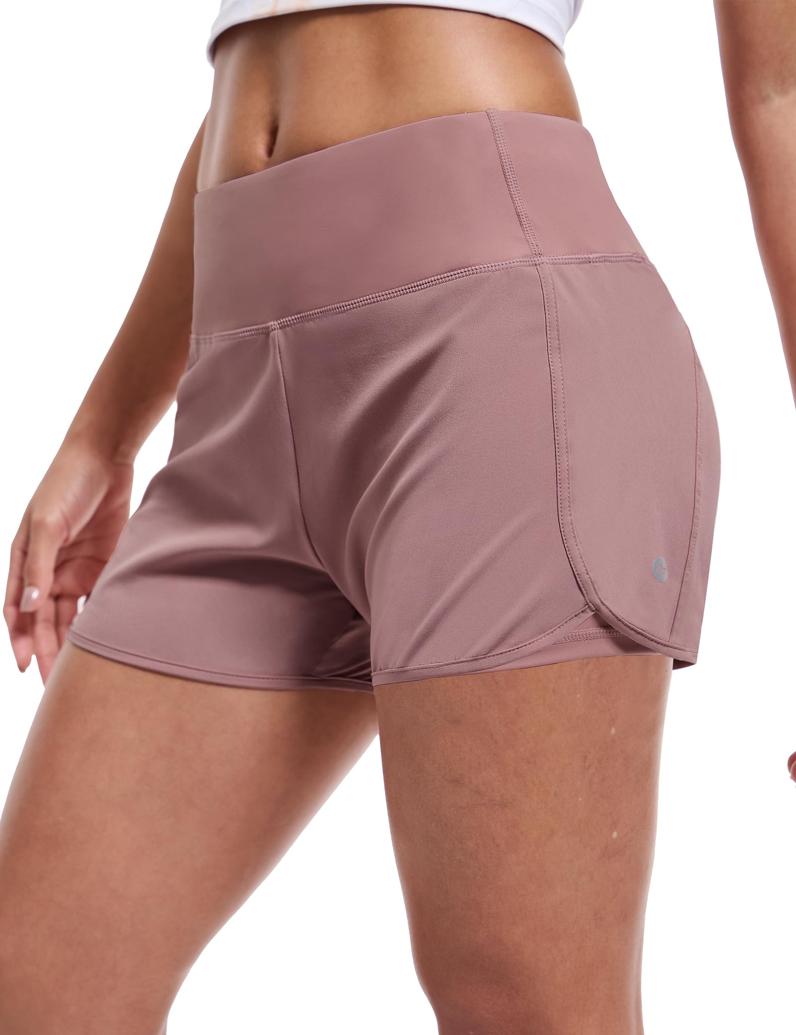 MIER Women's 2 in 1 Running Shorts with Liner and Zipper Pocket 3 Inch Women Shorts