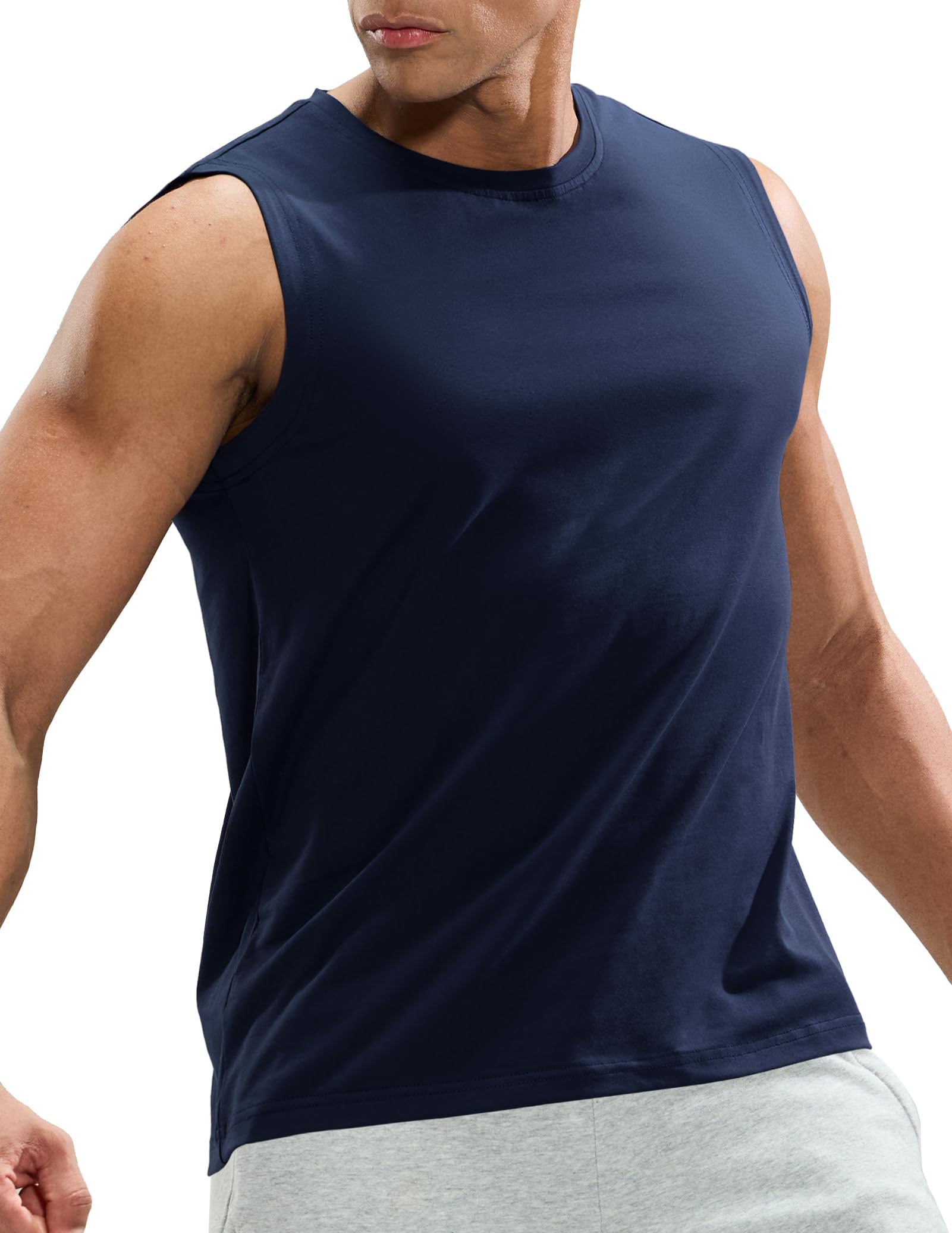 MIER Cotton Blend Running Tank for Men Stretchable and Moisture Wicking Men's Tank Top