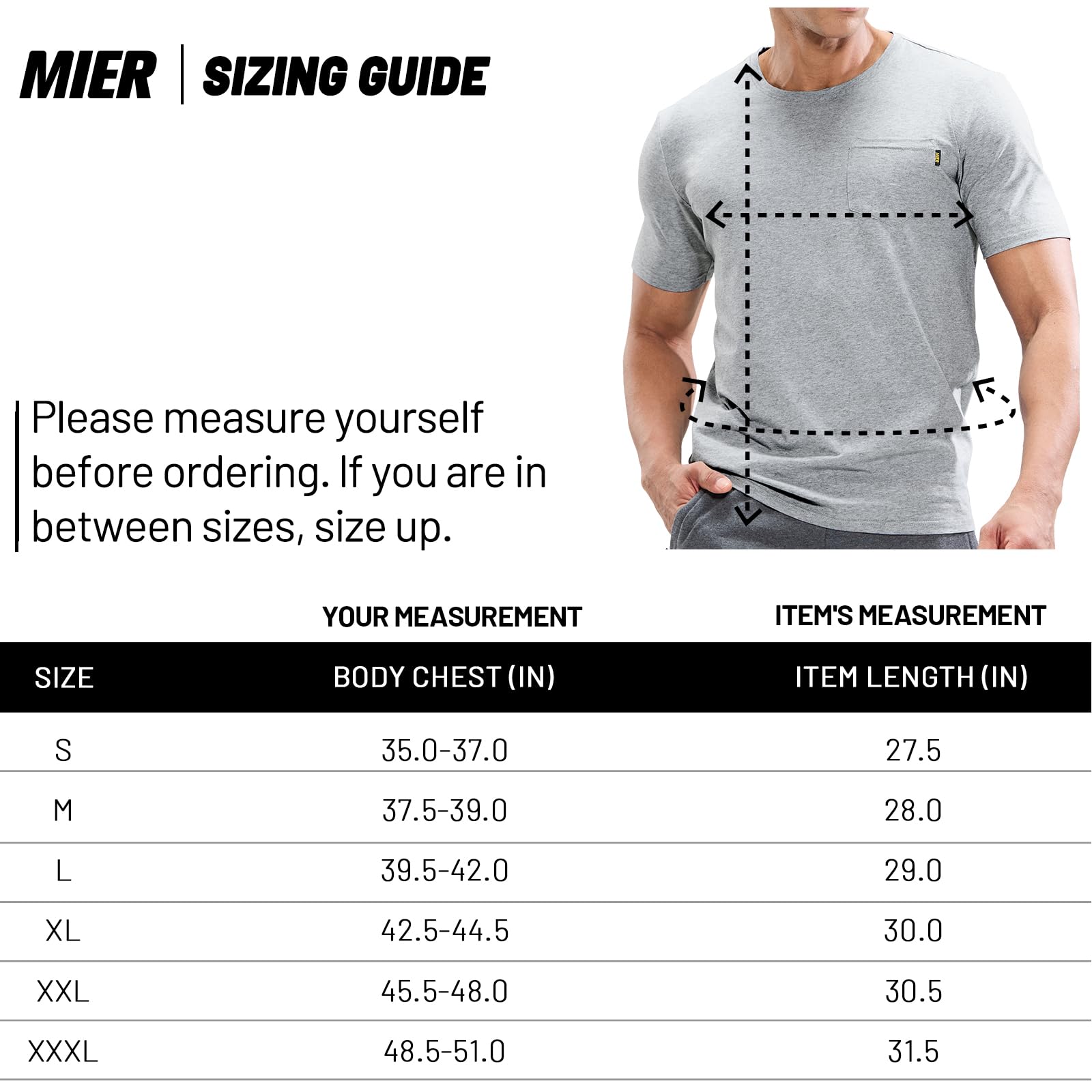 MIER Men's Cotton T-Shirts with Pocket Soft Crewneck Tee