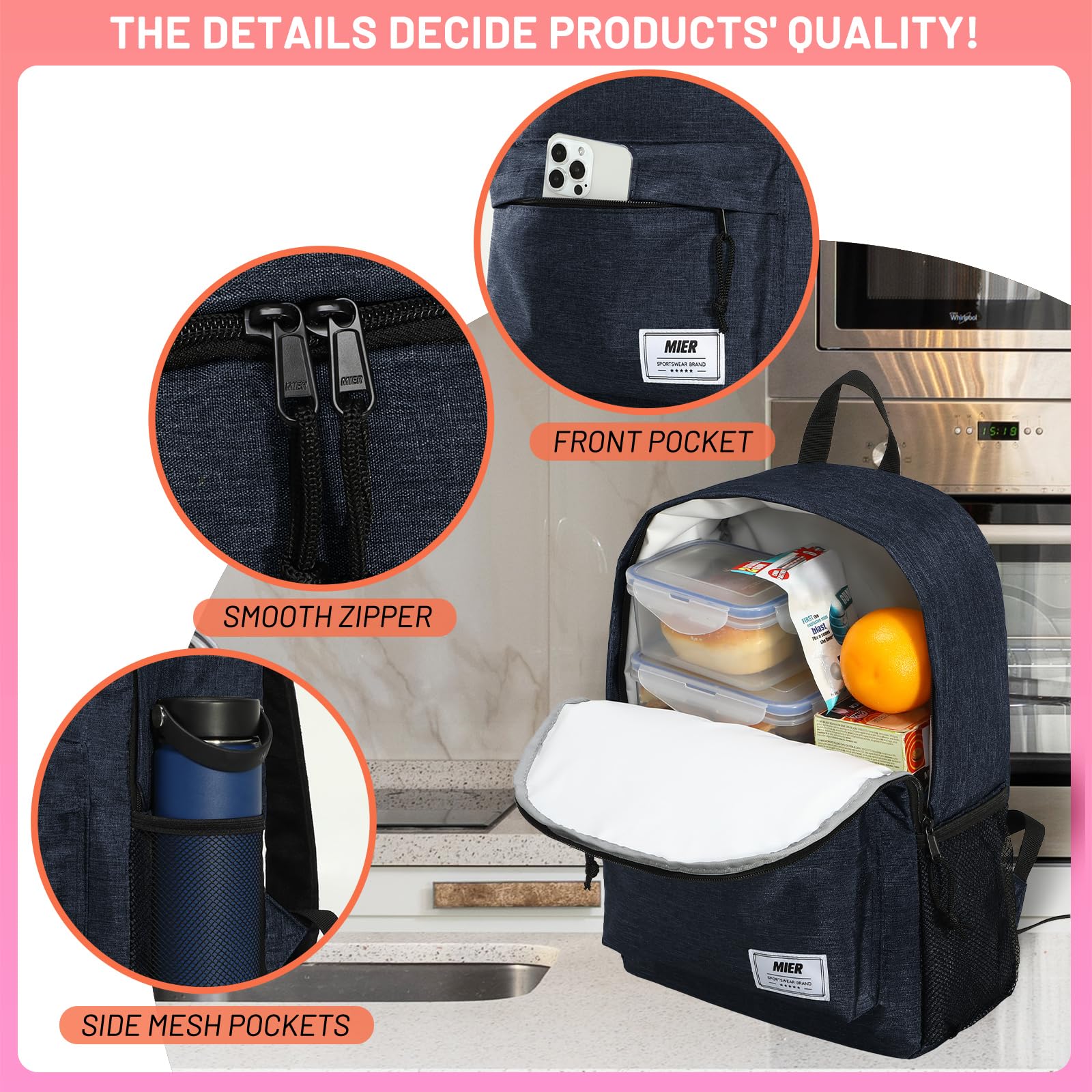 MIER Small Insulated Backpack Cooler Lunch Backpack