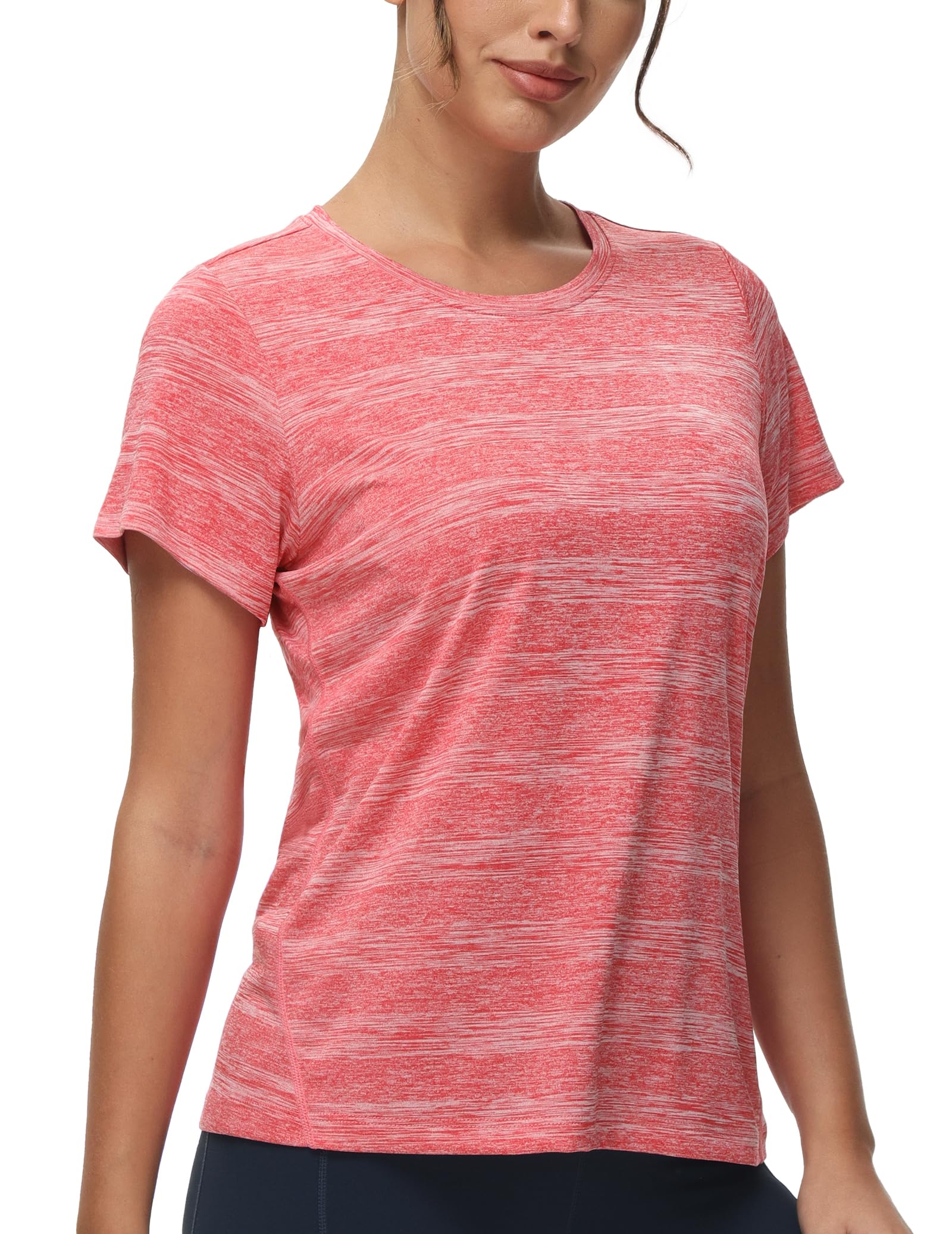MIER Women's Performance Running Shirt, Moisture Wicking and Chafe Free Women Active Shirt