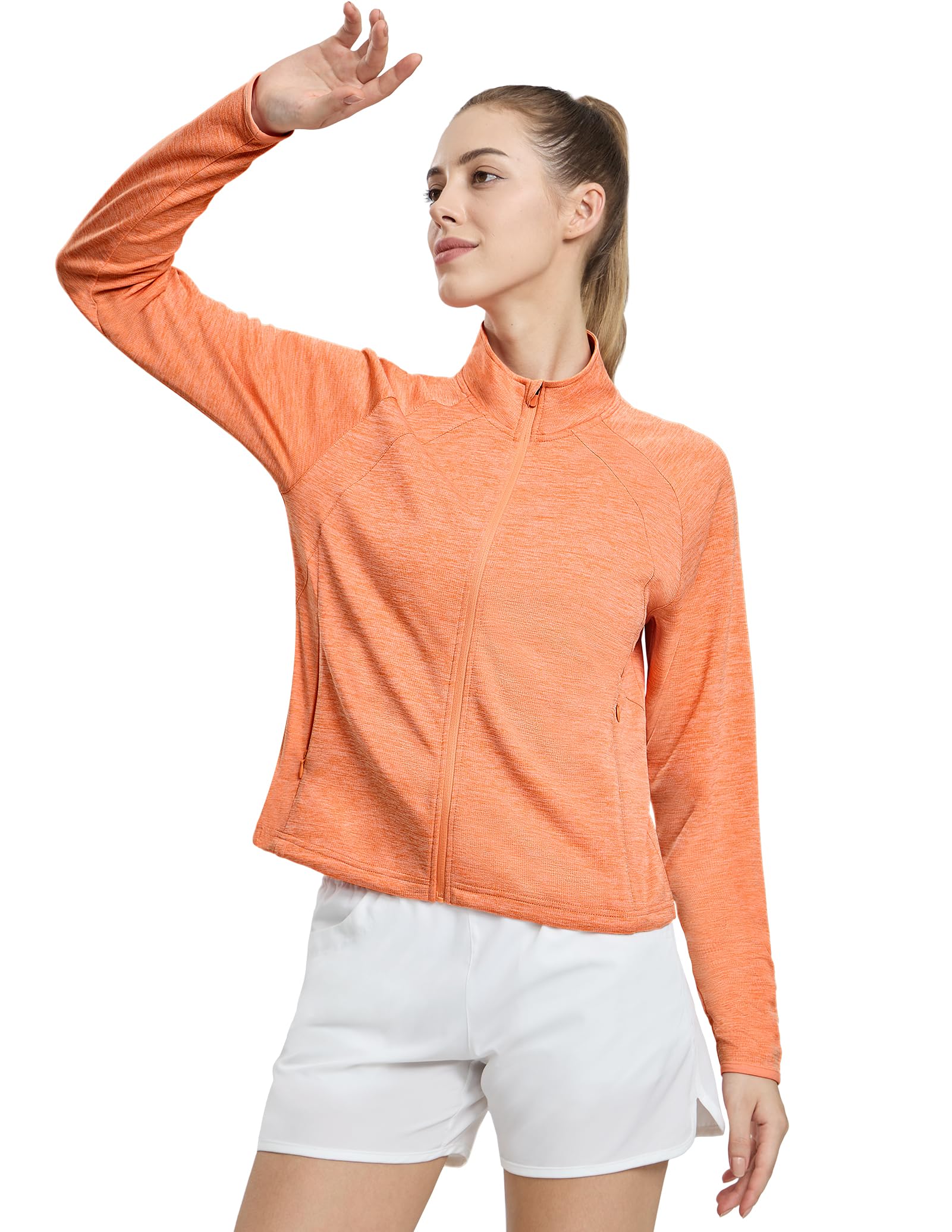 MIER Women's Lightweight Full Zip Hooded Performance Jacket Women Active Shirt